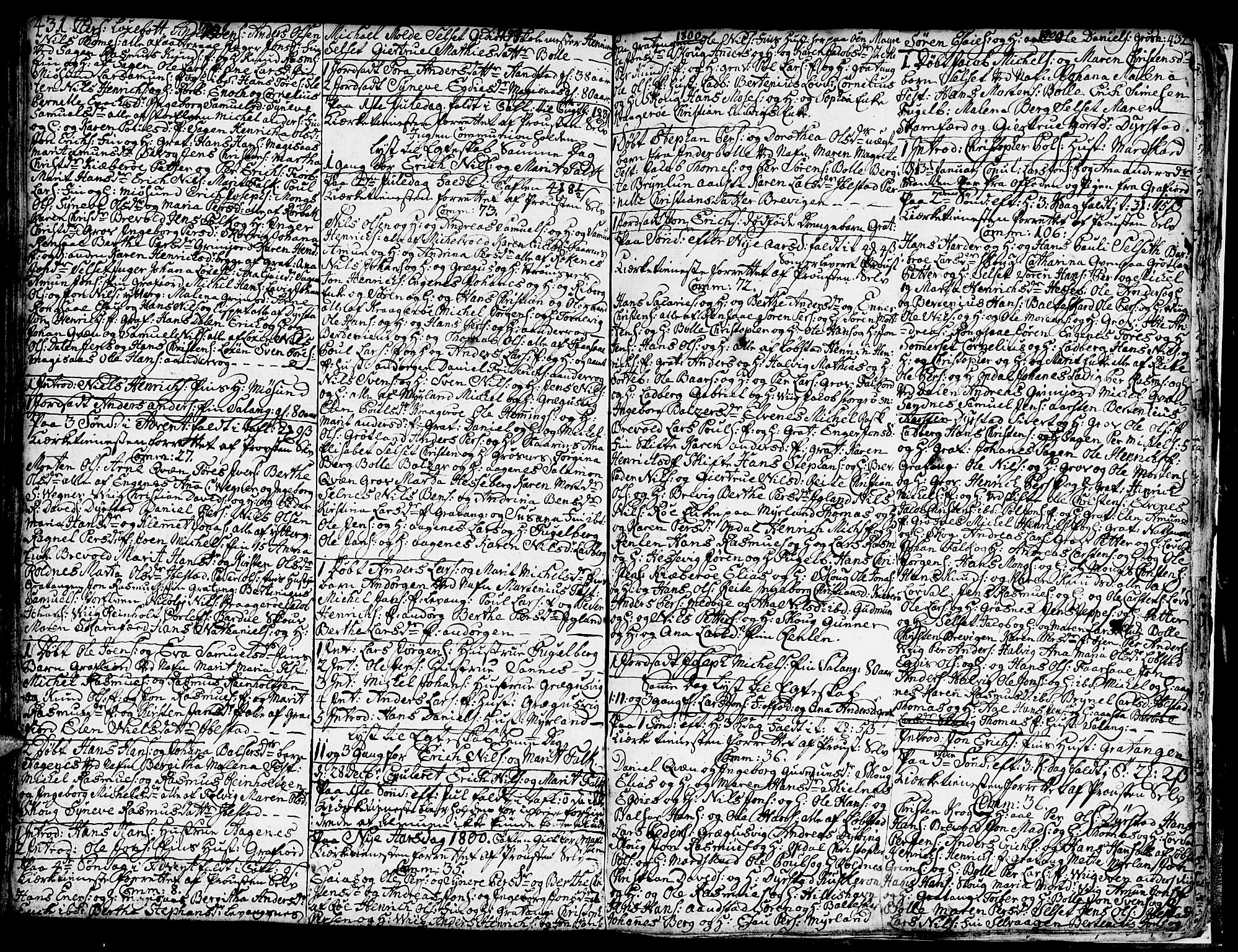 Ibestad sokneprestembete, AV/SATØ-S-0077/H/Ha/Hab/L0001klokker: Klokkerbok nr. 1, 1776-1808, s. 431-432