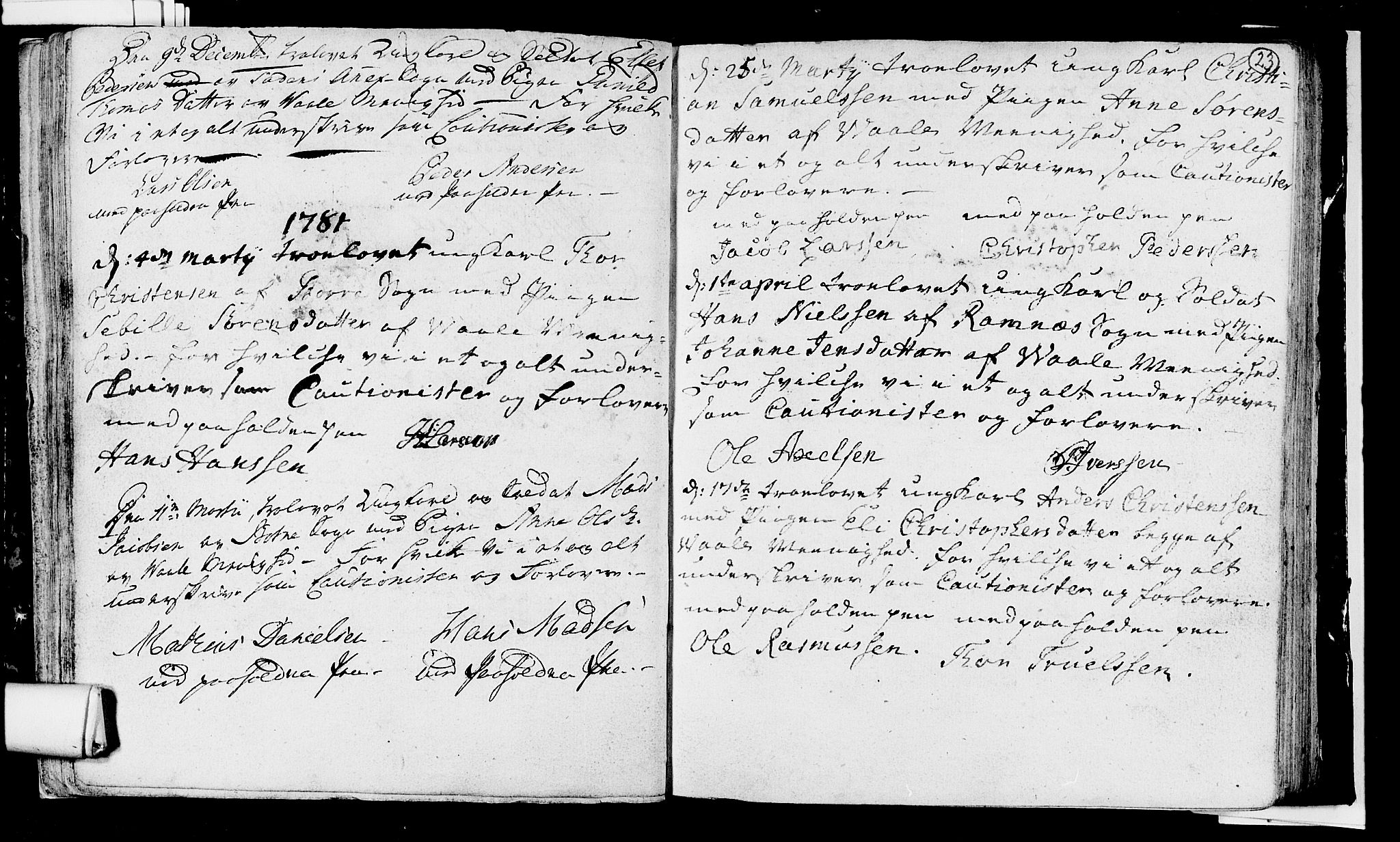 Våle kirkebøker, SAKO/A-334/H/Hb/L0002: Forlovererklæringer nr. 2, 1756-1799, s. 23
