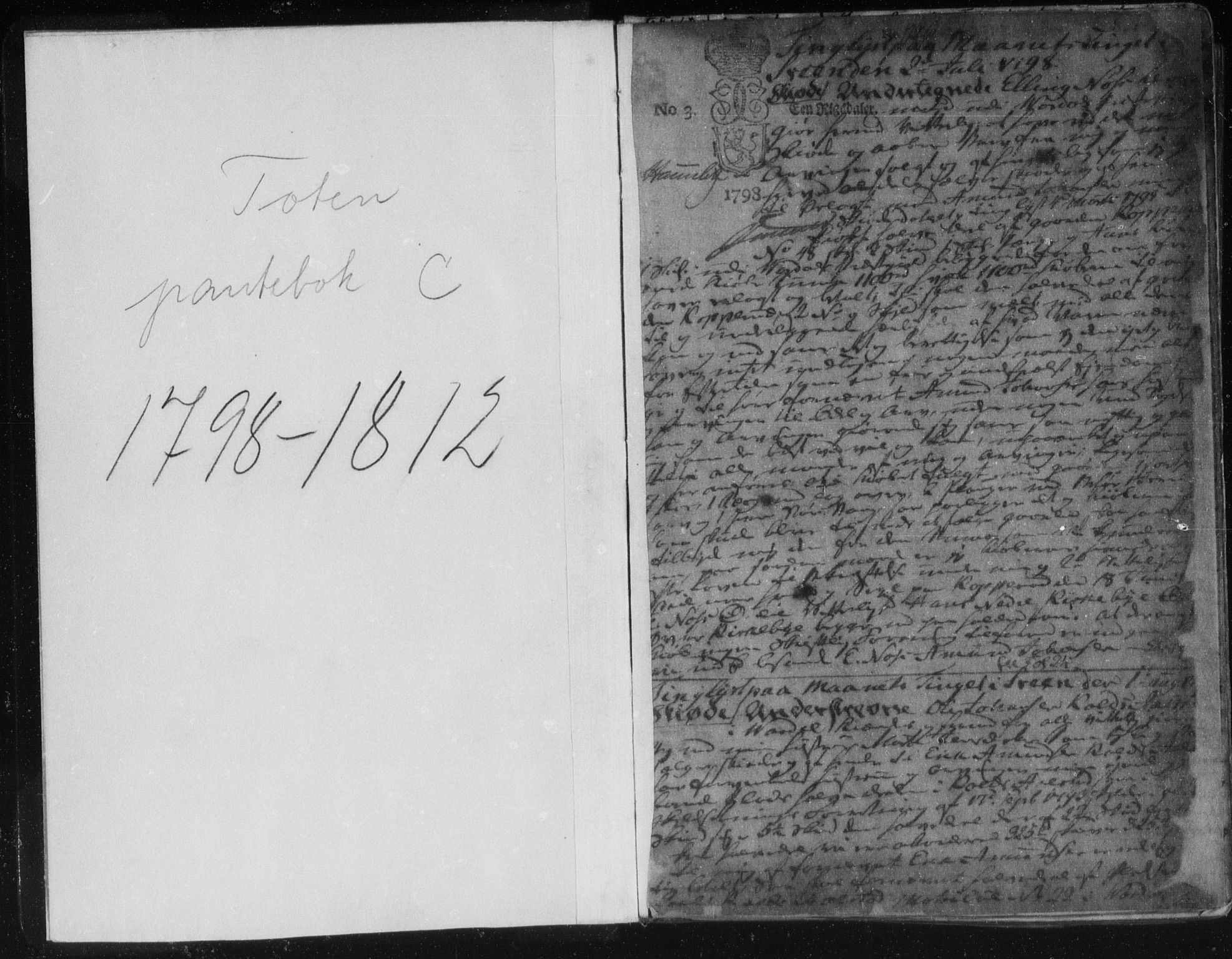 Toten tingrett, SAH/TING-006/H/Hb/Hba/L0004a: Pantebok nr. 4a, 1798-1807, s. 1