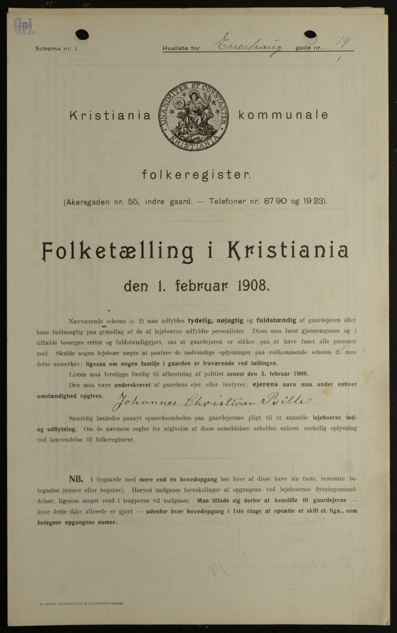OBA, Kommunal folketelling 1.2.1908 for Kristiania kjøpstad, 1908, s. 19668