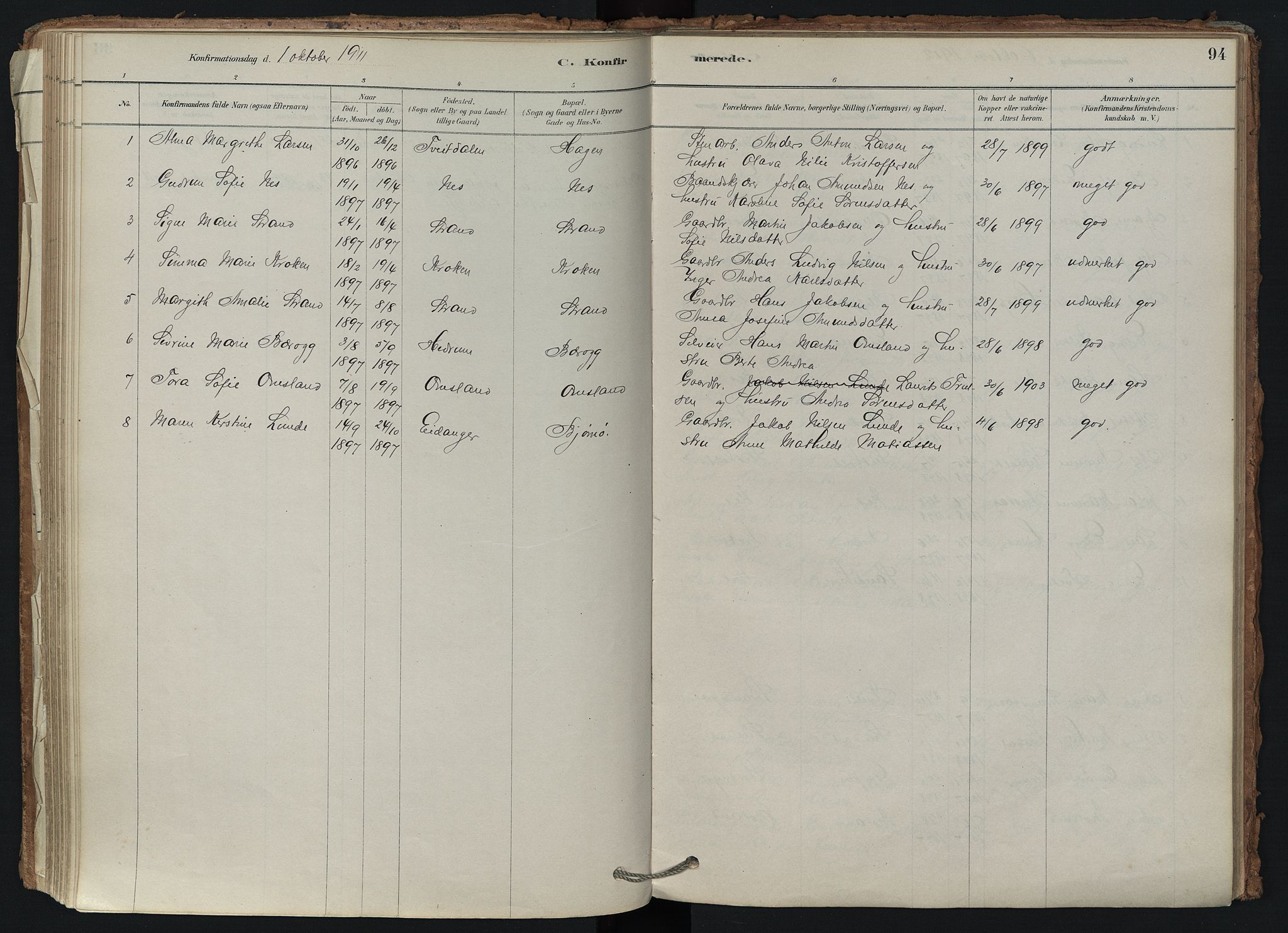 Brunlanes kirkebøker, SAKO/A-342/F/Fd/L0001: Ministerialbok nr. IV 1, 1878-1917, s. 94