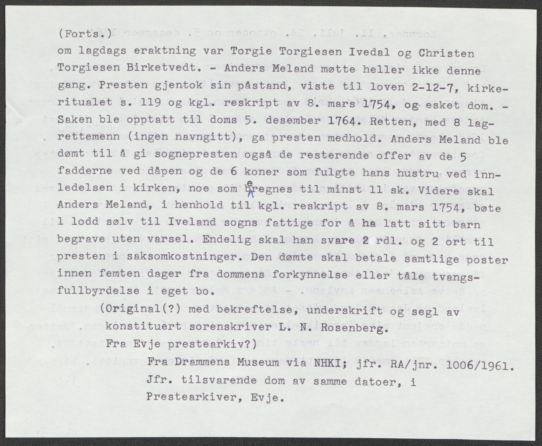Riksarkivets diplomsamling, AV/RA-EA-5965/F15/L0031: Prestearkiv - Aust-Agder, Vest-Agder og Rogaland, 1575-1768, s. 71