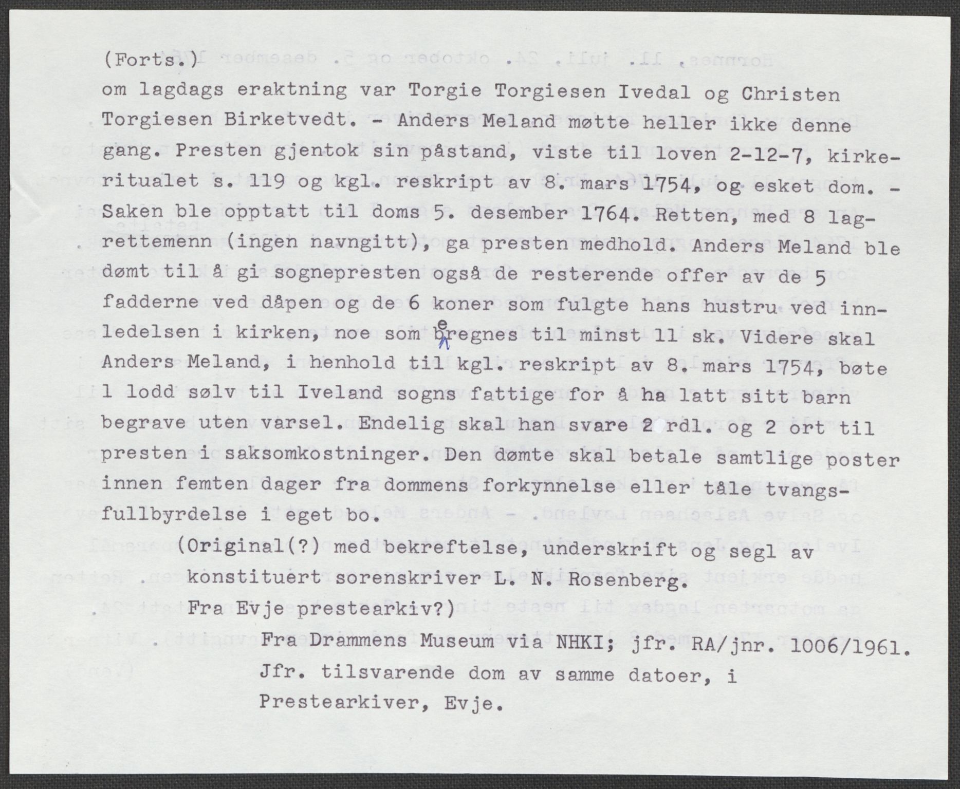 Riksarkivets diplomsamling, AV/RA-EA-5965/F15/L0031: Prestearkiv - Aust-Agder, Vest-Agder og Rogaland, 1575-1768, s. 71