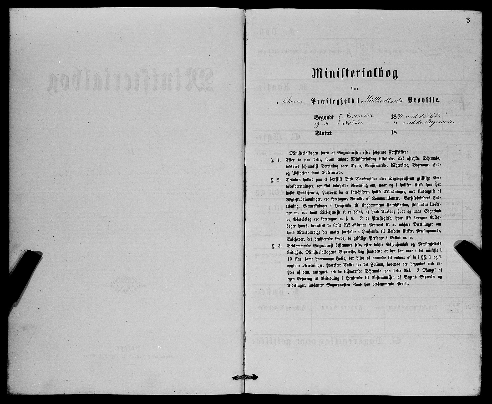Askøy Sokneprestembete, SAB/A-74101/H/Ha/Hab/Haba/L0007: Klokkerbok nr. A 7, 1871-1881, s. 3