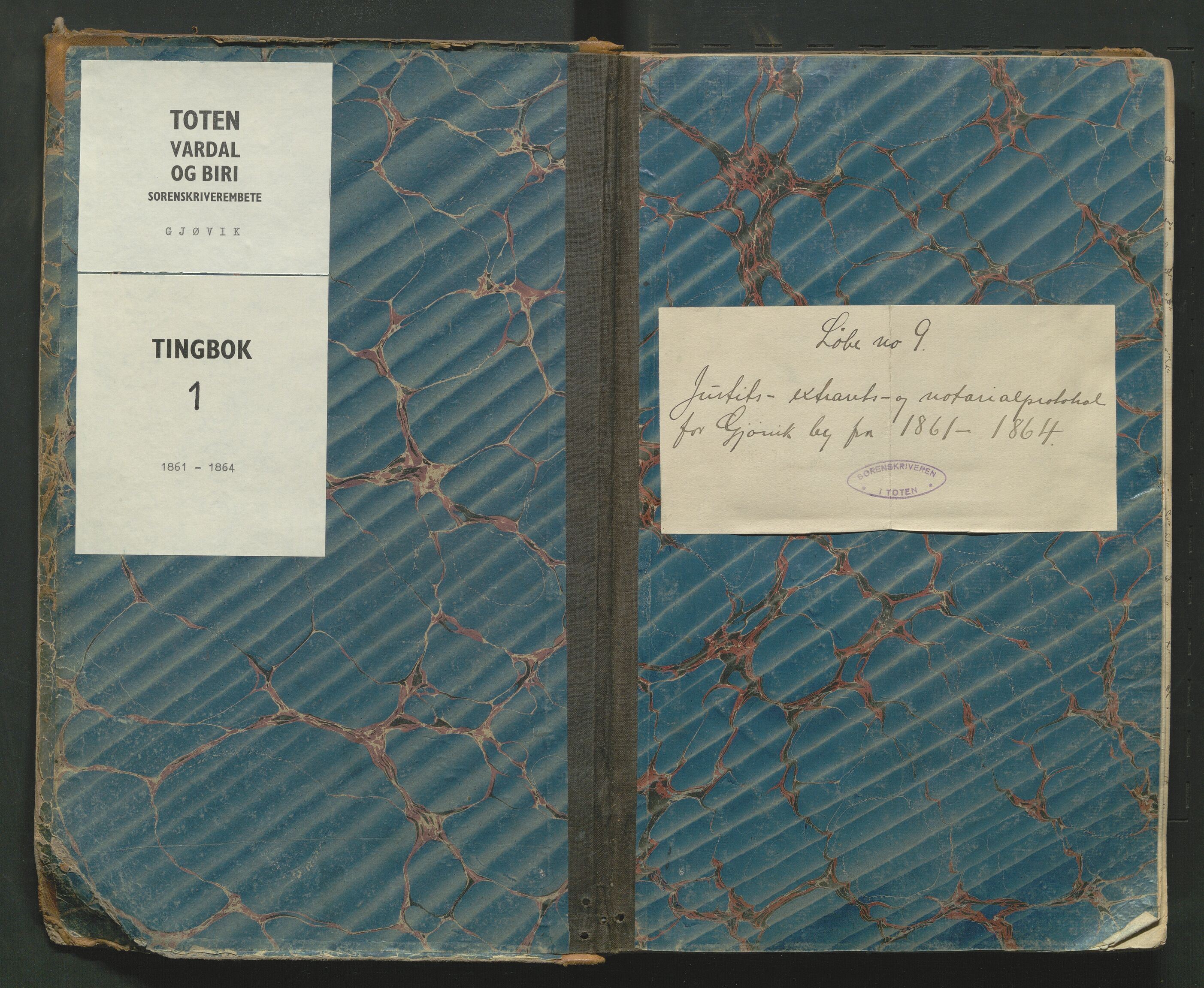 Toten tingrett, SAH/TING-006/G/Gb/Gbb/L0001: Justis-, ekstraretts- og notarialprotokoll, 1861-1864