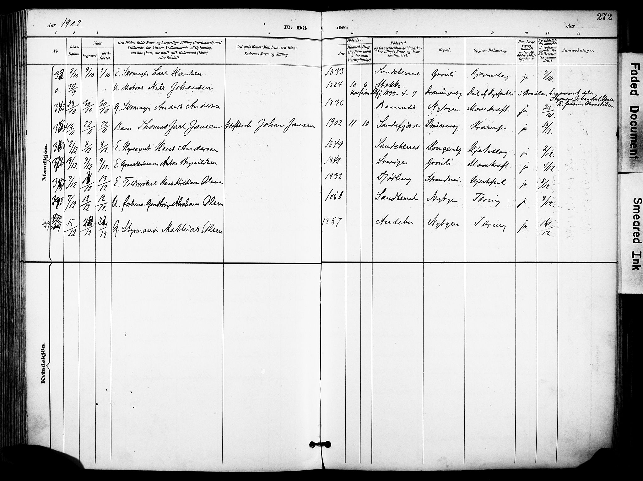 Sandefjord kirkebøker, AV/SAKO-A-315/F/Fa/L0004: Ministerialbok nr. 4, 1894-1905, s. 272