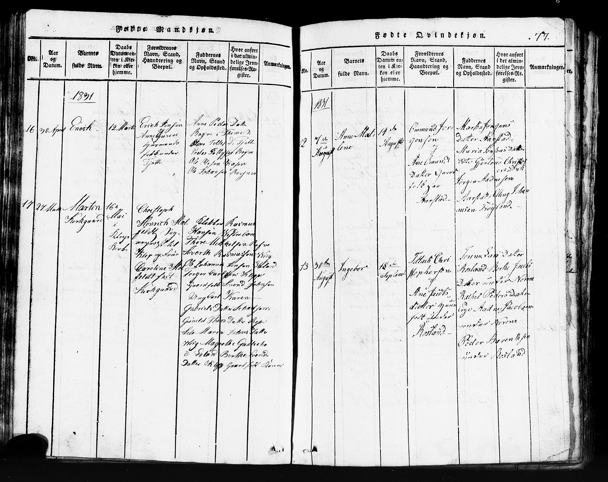 Klepp sokneprestkontor, AV/SAST-A-101803/001/3/30BB/L0001: Klokkerbok nr.  B 1, 1816-1859, s. 77