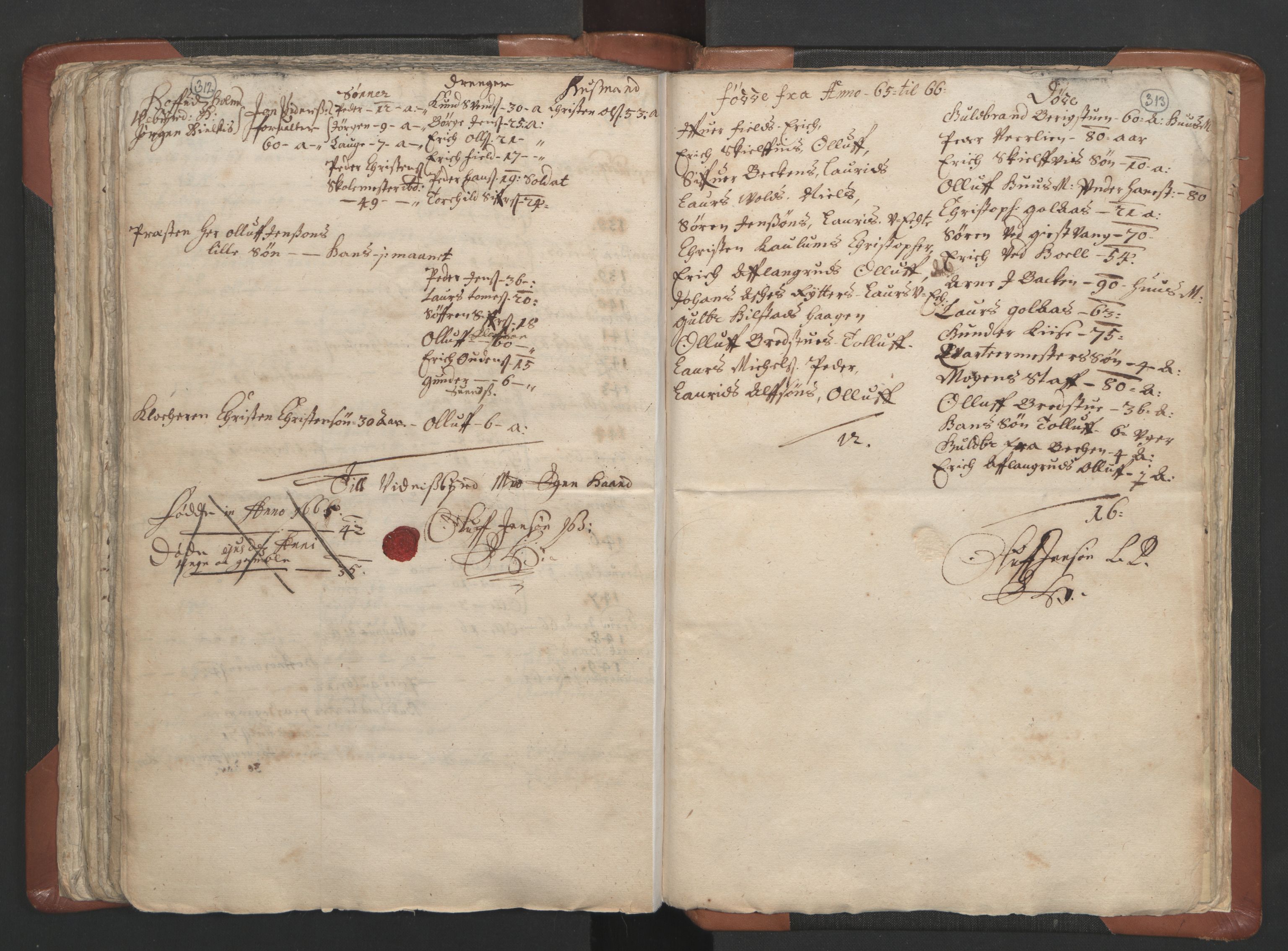 RA, Sogneprestenes manntall 1664-1666, nr. 5: Hedmark prosti, 1664-1666, s. 312-313