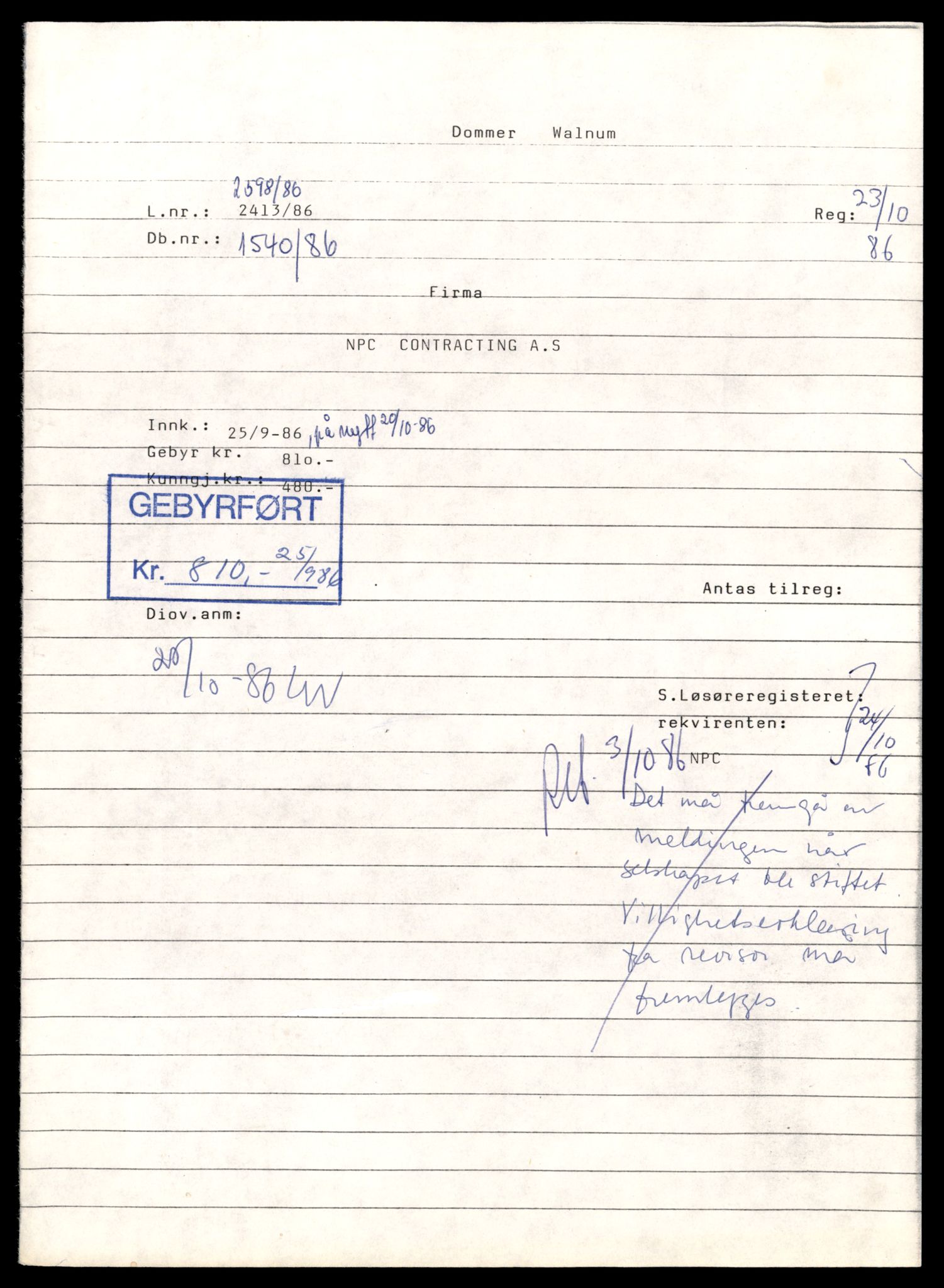 Asker og Bærum tingrett, AV/SAT-A-10379/K/Kb/Kbb/L0031: Aksjeselskap i Asker, Npsc - Os, 1944-1989, s. 1