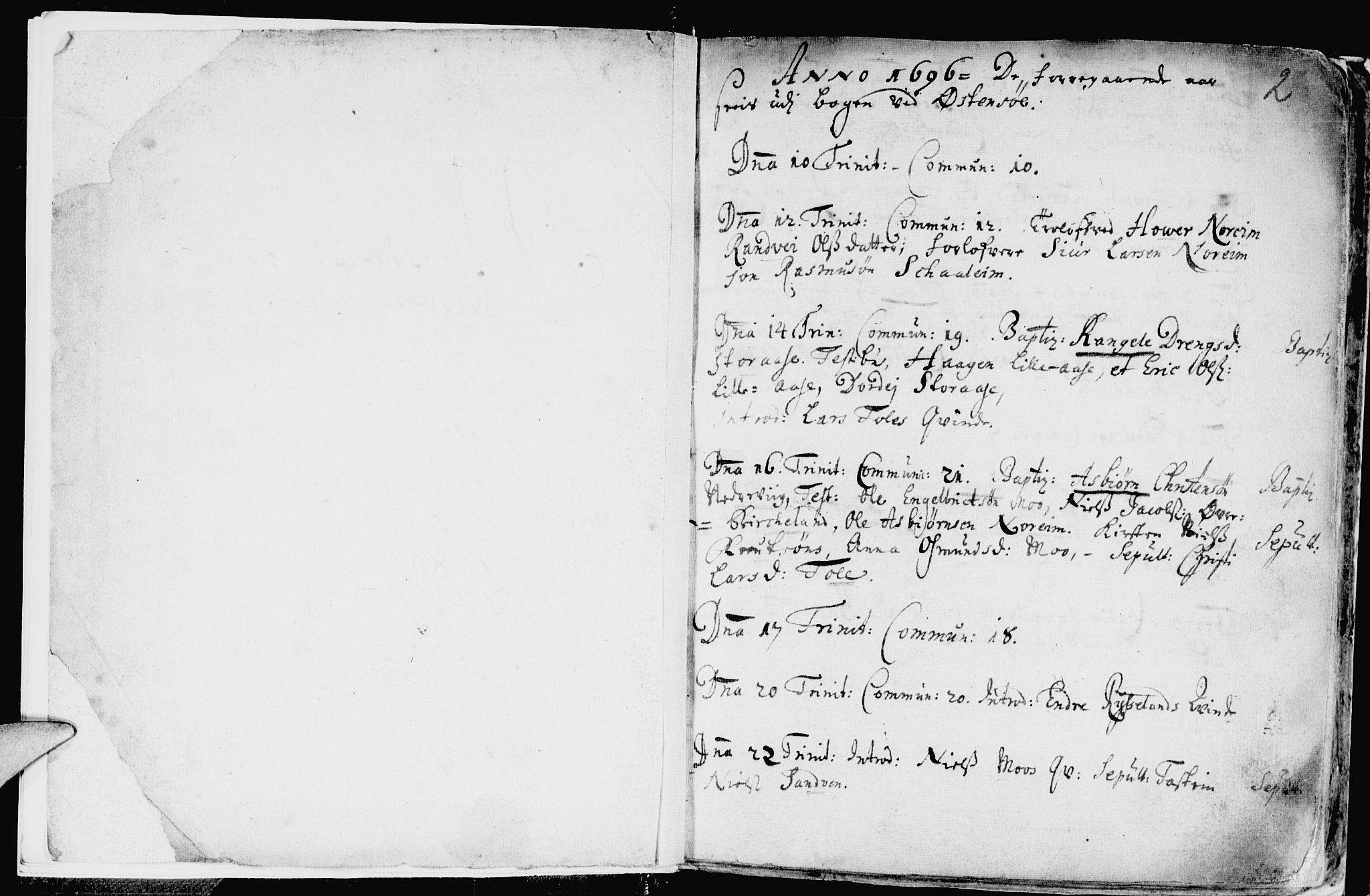 Kvam sokneprestembete, AV/SAB-A-76201/H/Haa: Ministerialbok nr. A 2, 1696-1741, s. 2