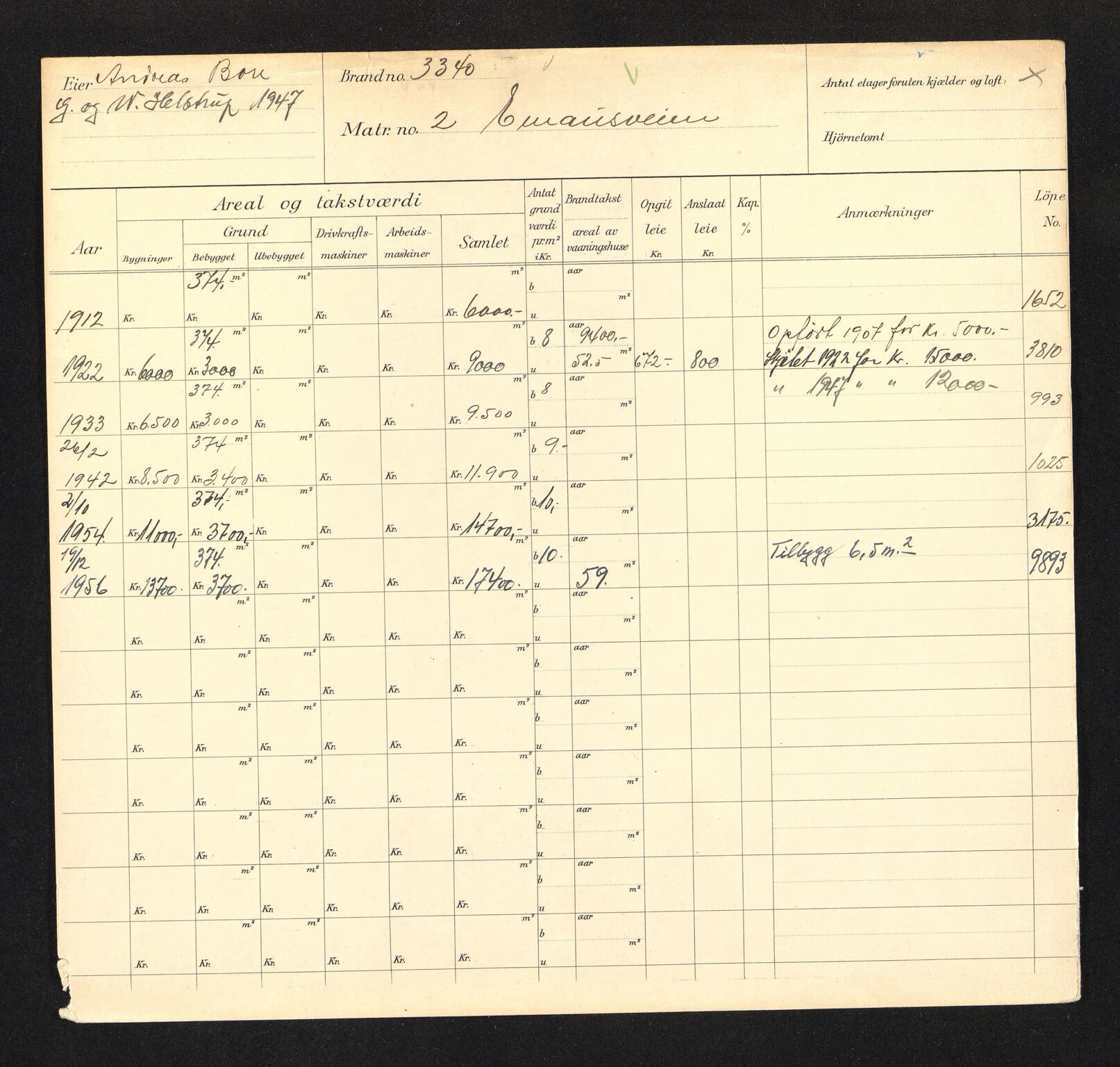 Stavanger kommune. Skattetakstvesenet, BYST/A-0440/F/Fa/Faa/L0012/0003: Skattetakstkort / Emmausveien 1 - 26