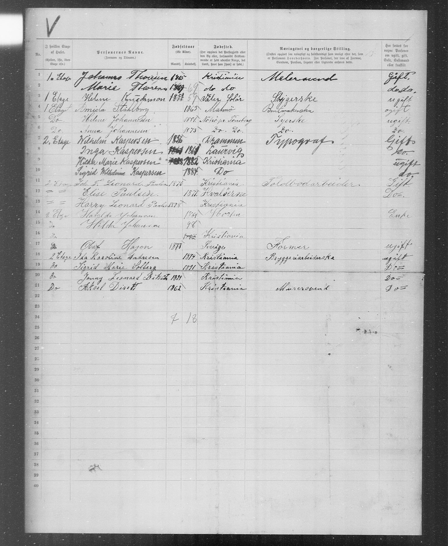 OBA, Kommunal folketelling 31.12.1899 for Kristiania kjøpstad, 1899, s. 5233
