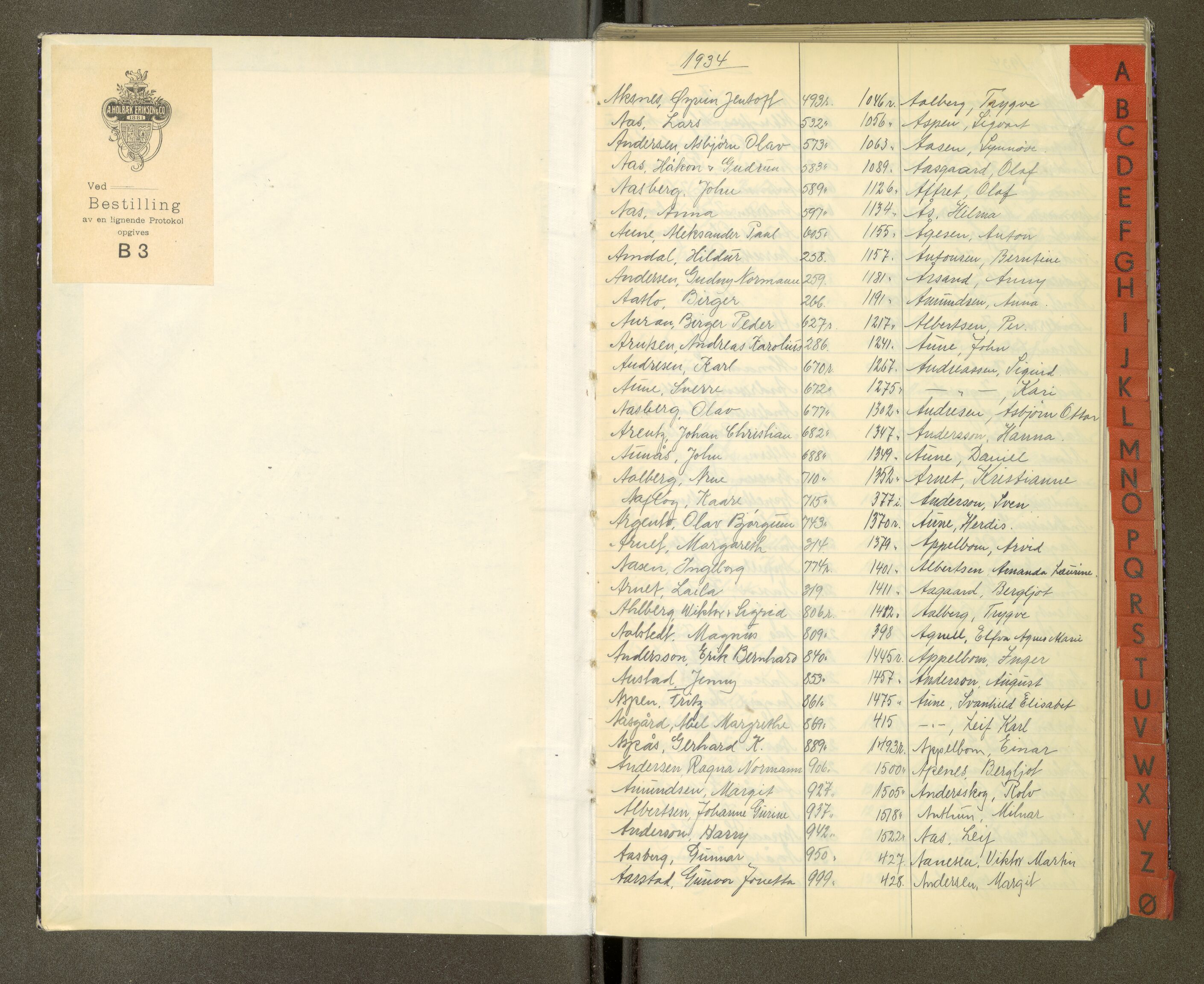 Trondheim politikammer, AV/SAT-A-1887/1/30/L0053: Register til passprotokoll 05.06-24.08, 1934-1938