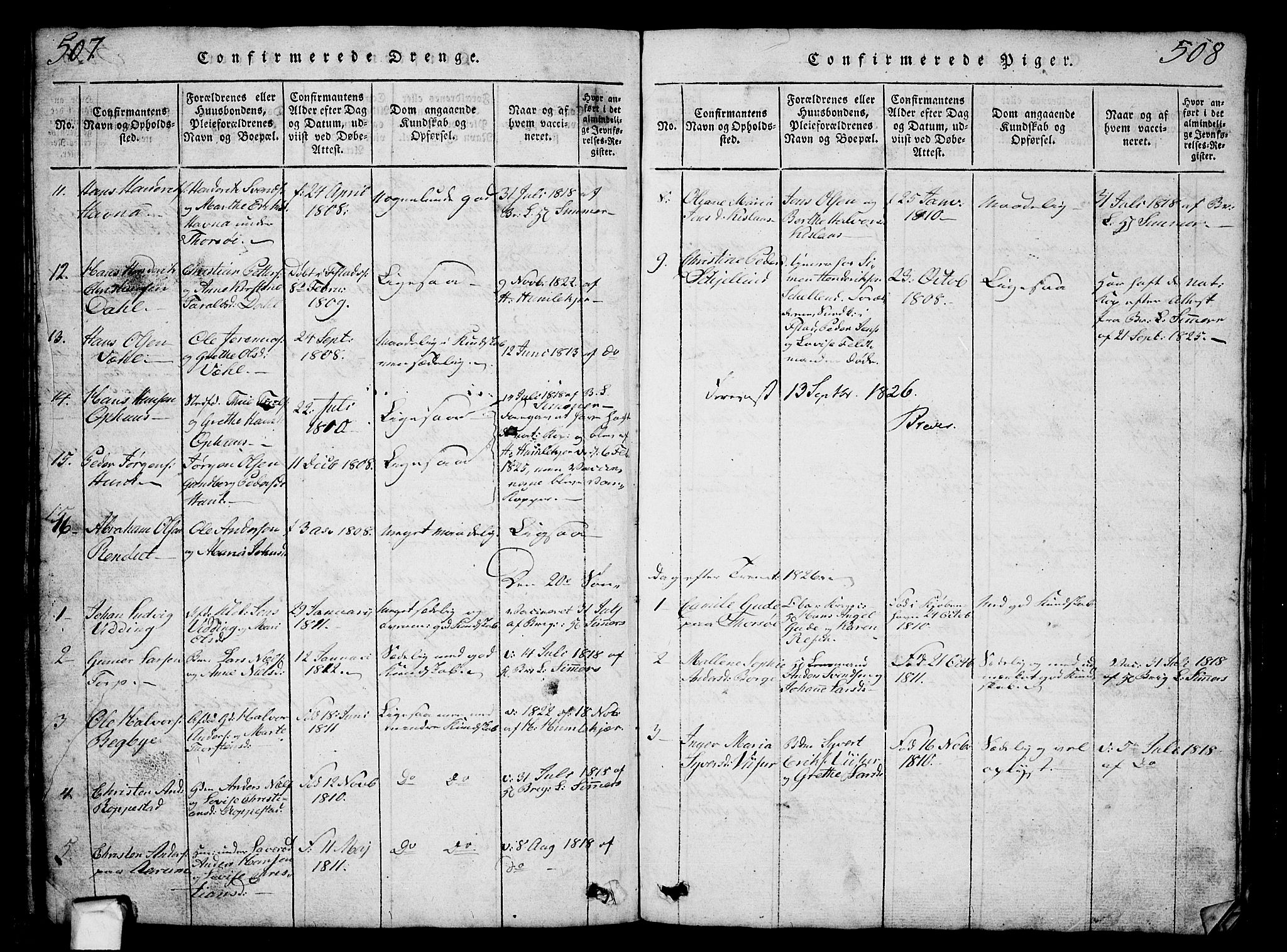 Borge prestekontor Kirkebøker, SAO/A-10903/G/Ga/L0001: Klokkerbok nr.  I 1, 1815-1835, s. 507-508