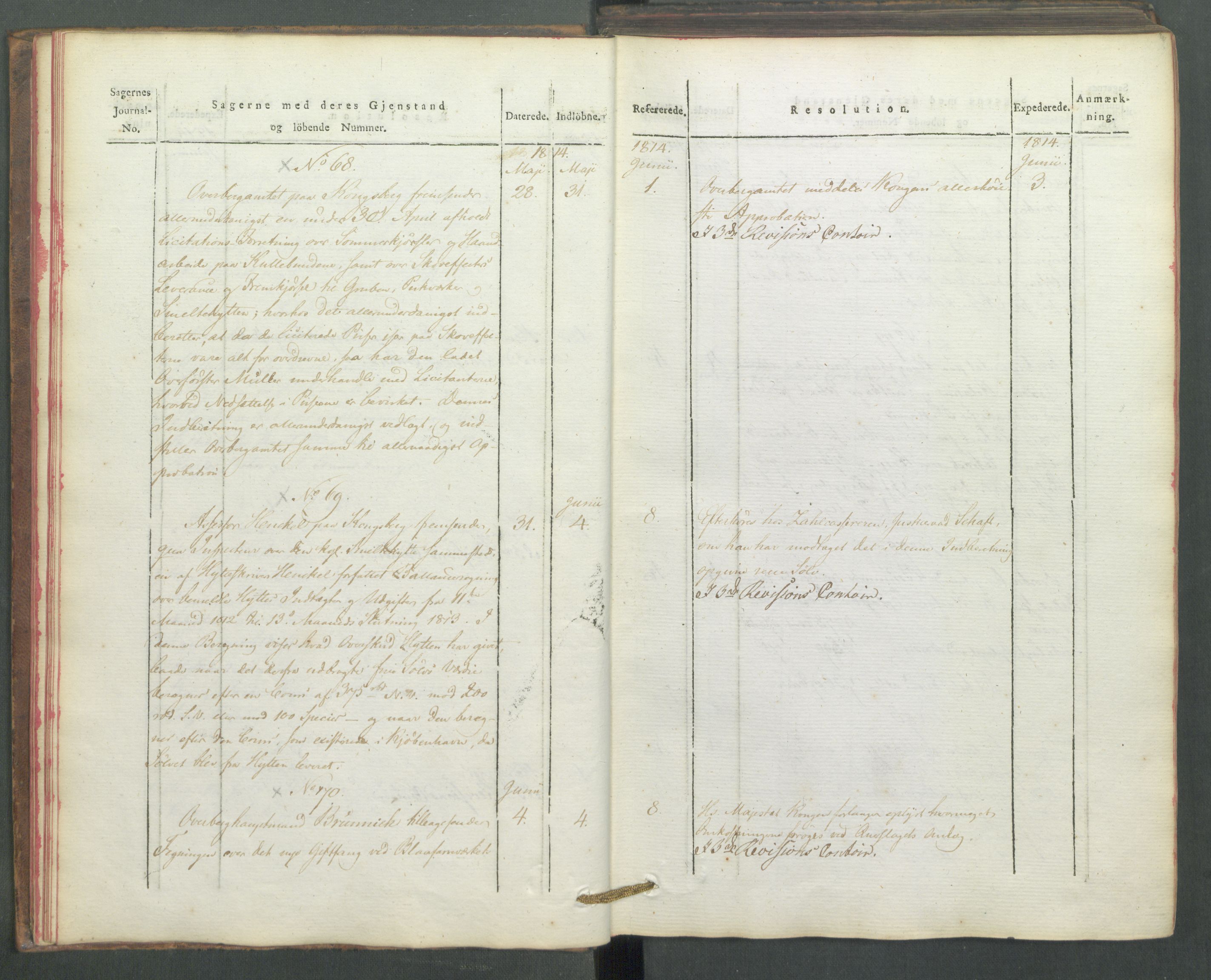 Departementene i 1814, AV/RA-S-3899/Fe/L0054: Journal, 1814