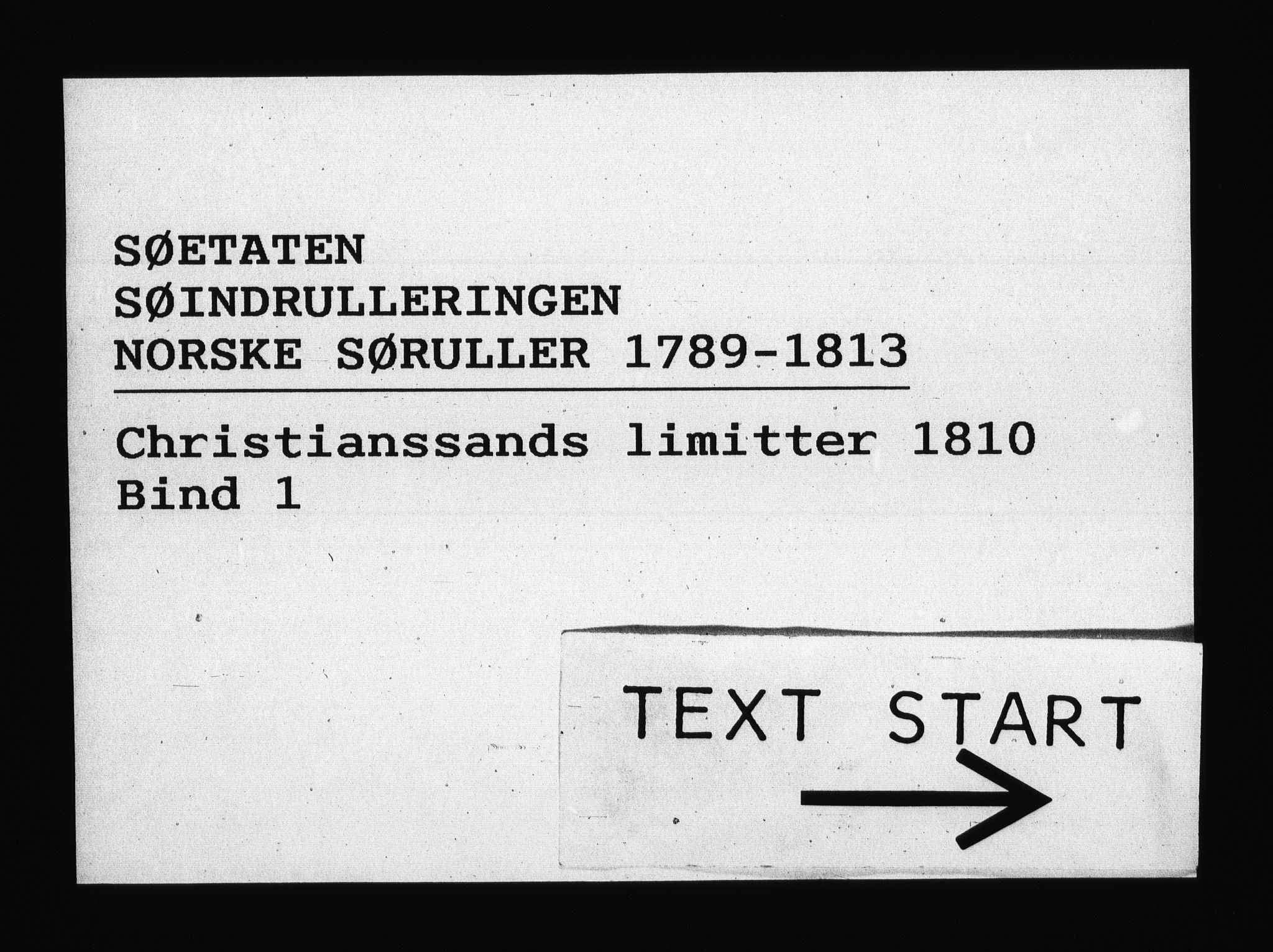Sjøetaten, RA/EA-3110/F/L0104: Kristiansand limitter, bind 1, 1810