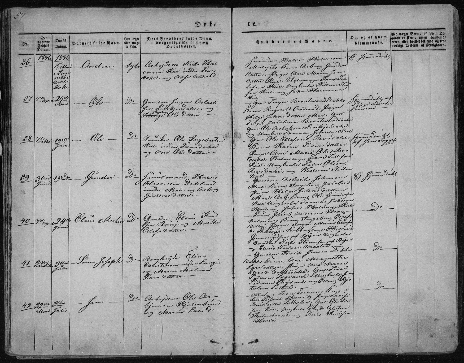 Sannidal kirkebøker, AV/SAKO-A-296/F/Fa/L0006: Ministerialbok nr. 6, 1831-1847, s. 57