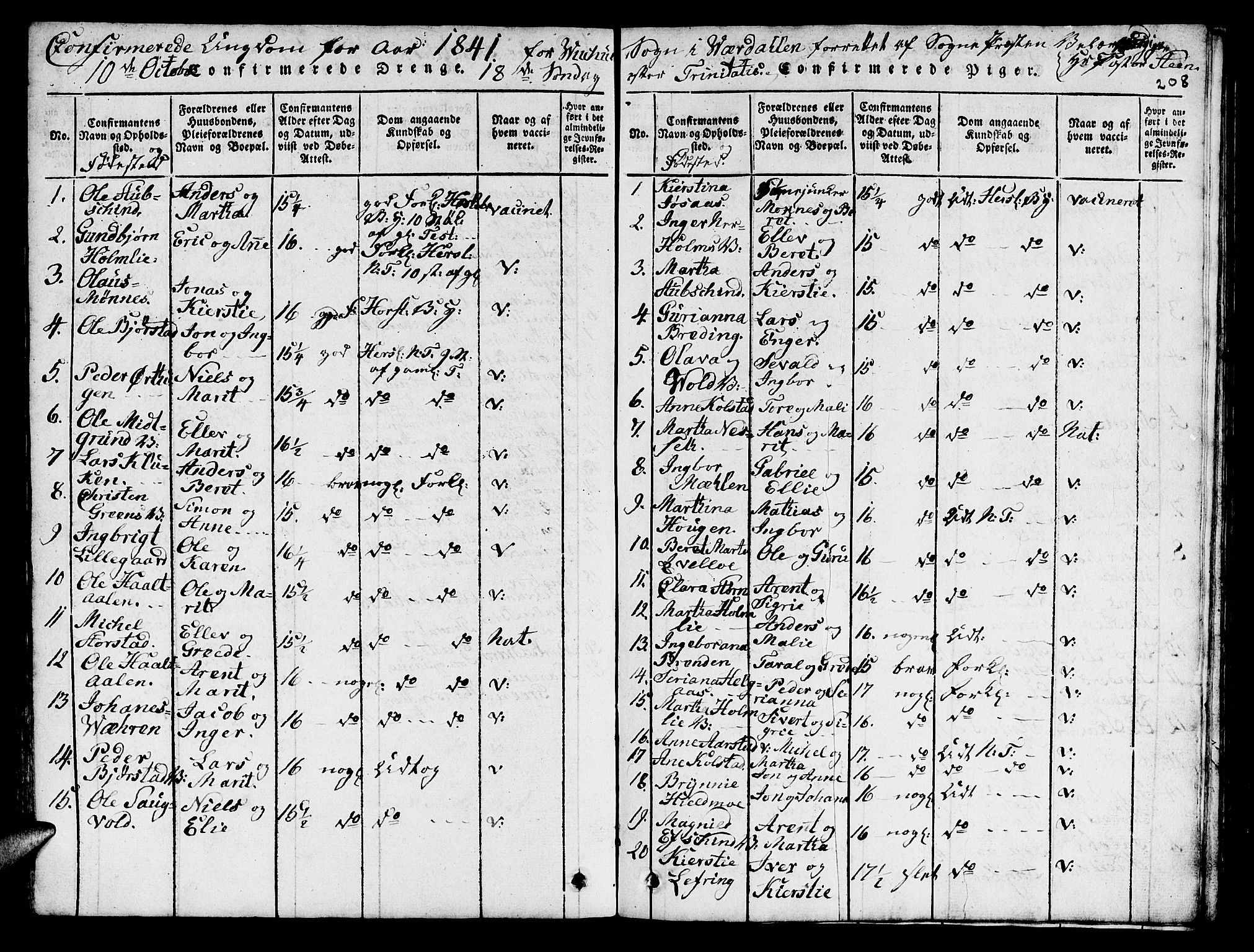 Ministerialprotokoller, klokkerbøker og fødselsregistre - Nord-Trøndelag, AV/SAT-A-1458/724/L0265: Klokkerbok nr. 724C01, 1816-1845, s. 208