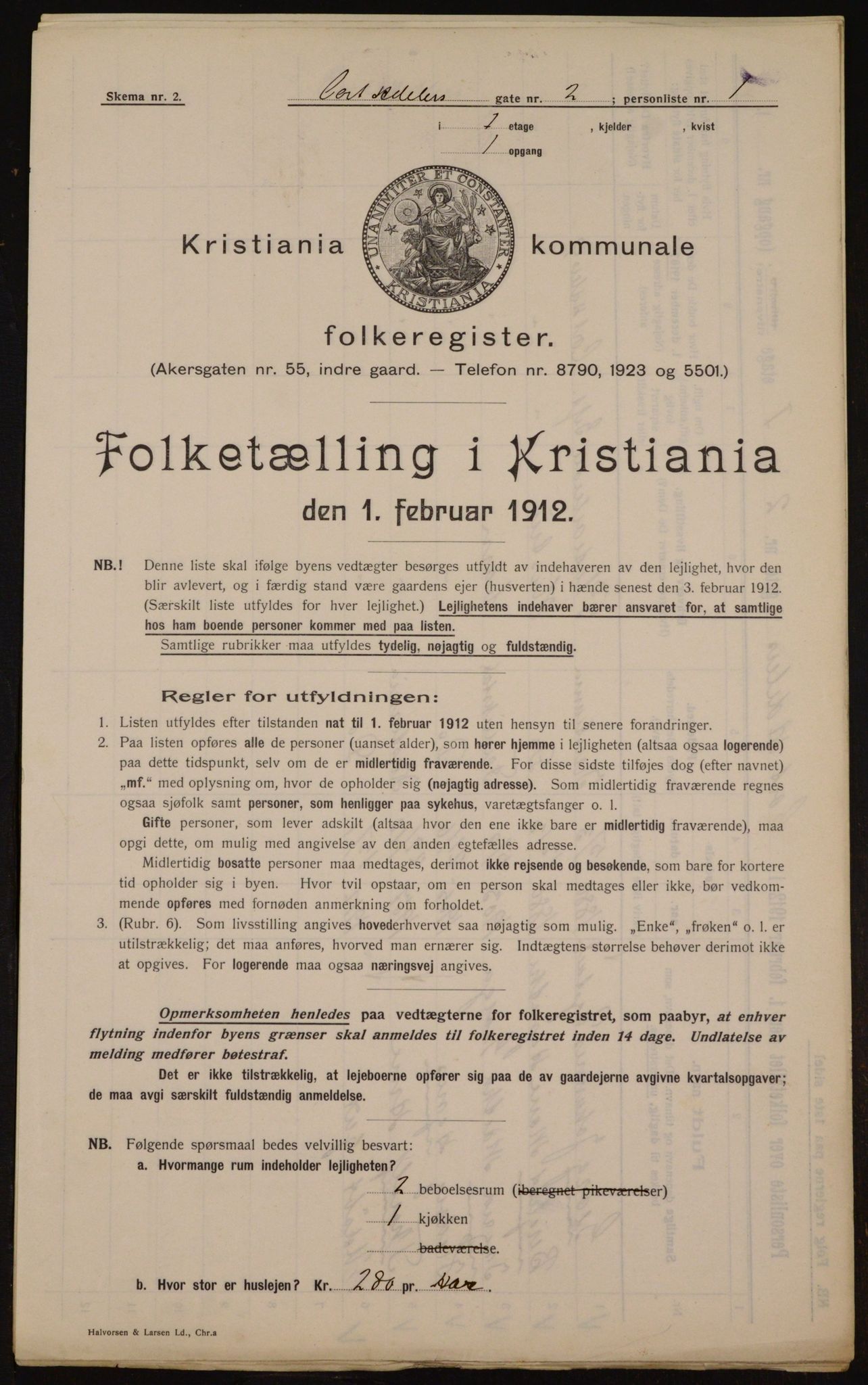 OBA, Kommunal folketelling 1.2.1912 for Kristiania, 1912, s. 13494