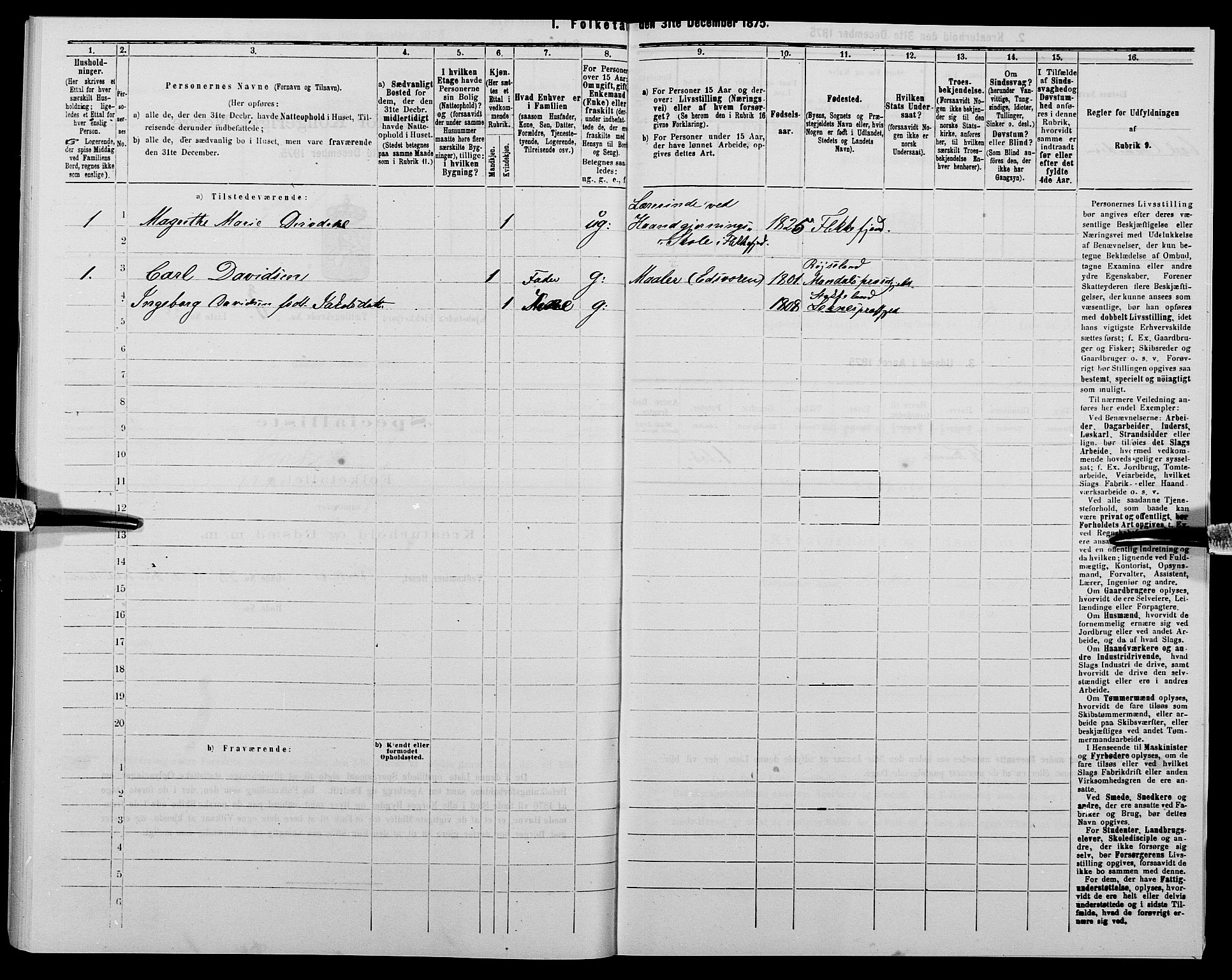 SAK, Folketelling 1875 for 1004B Flekkefjord prestegjeld, Flekkefjord kjøpstad, 1875, s. 463