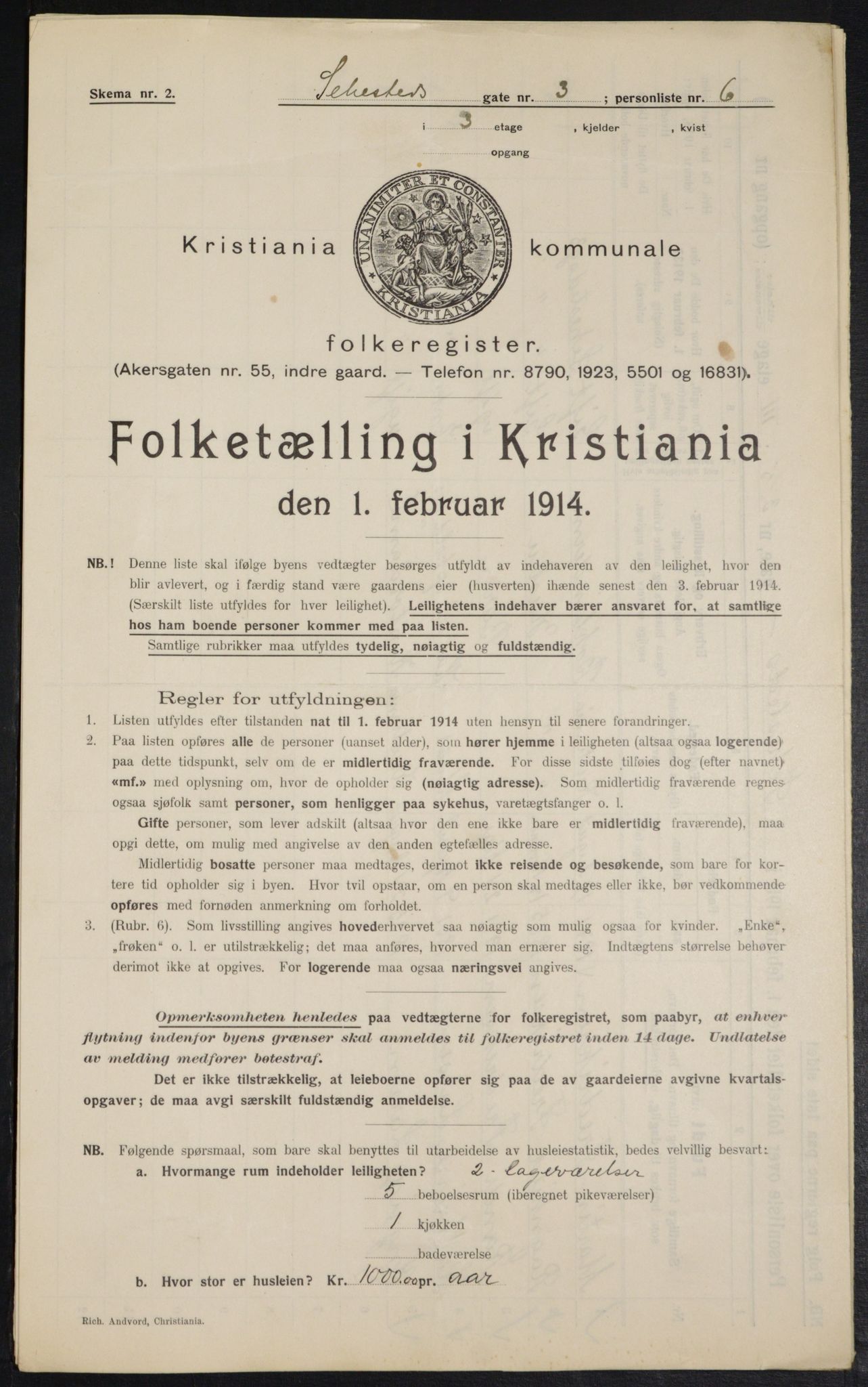 OBA, Kommunal folketelling 1.2.1914 for Kristiania, 1914, s. 93596