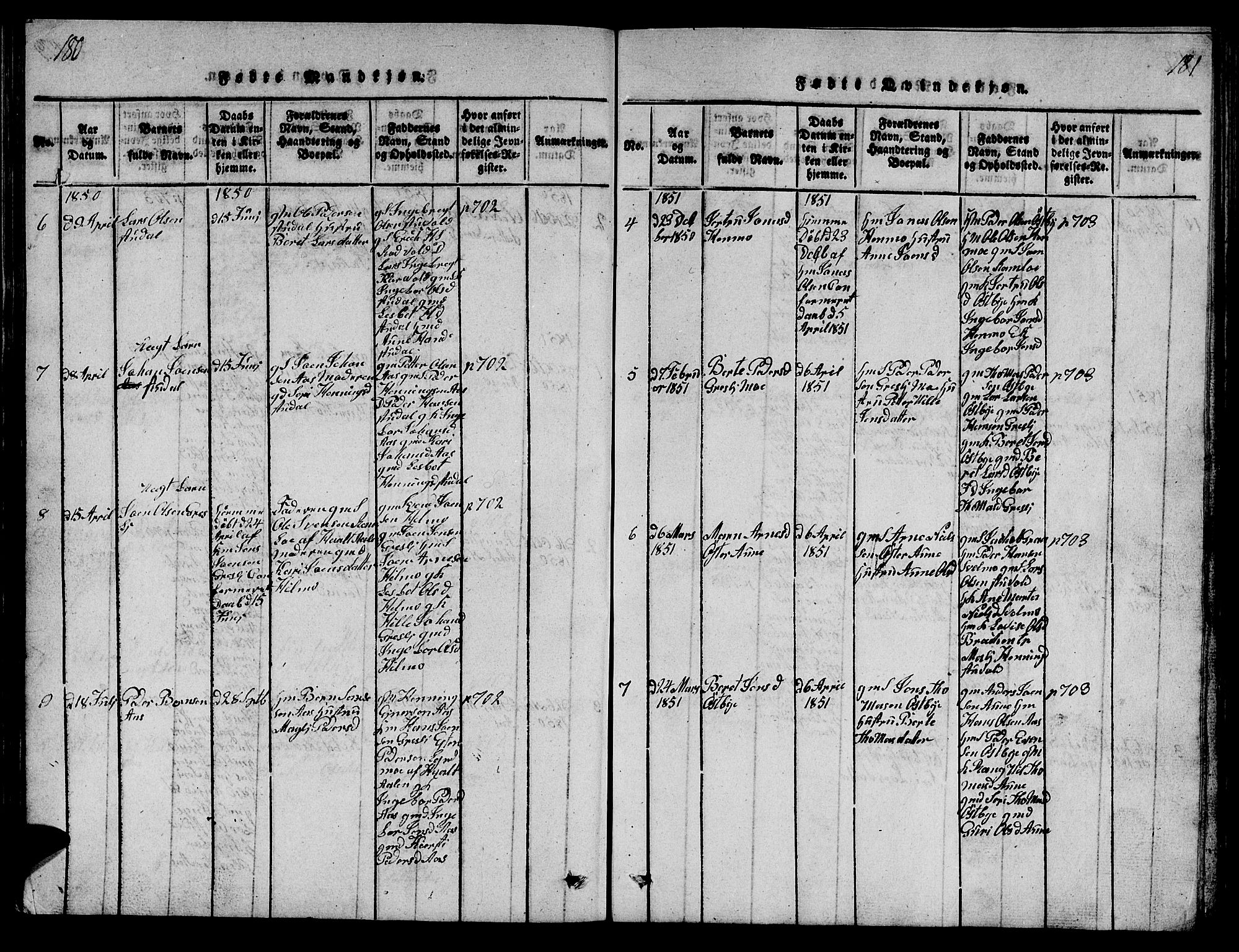 Ministerialprotokoller, klokkerbøker og fødselsregistre - Sør-Trøndelag, AV/SAT-A-1456/698/L1164: Klokkerbok nr. 698C01, 1816-1861, s. 180-181