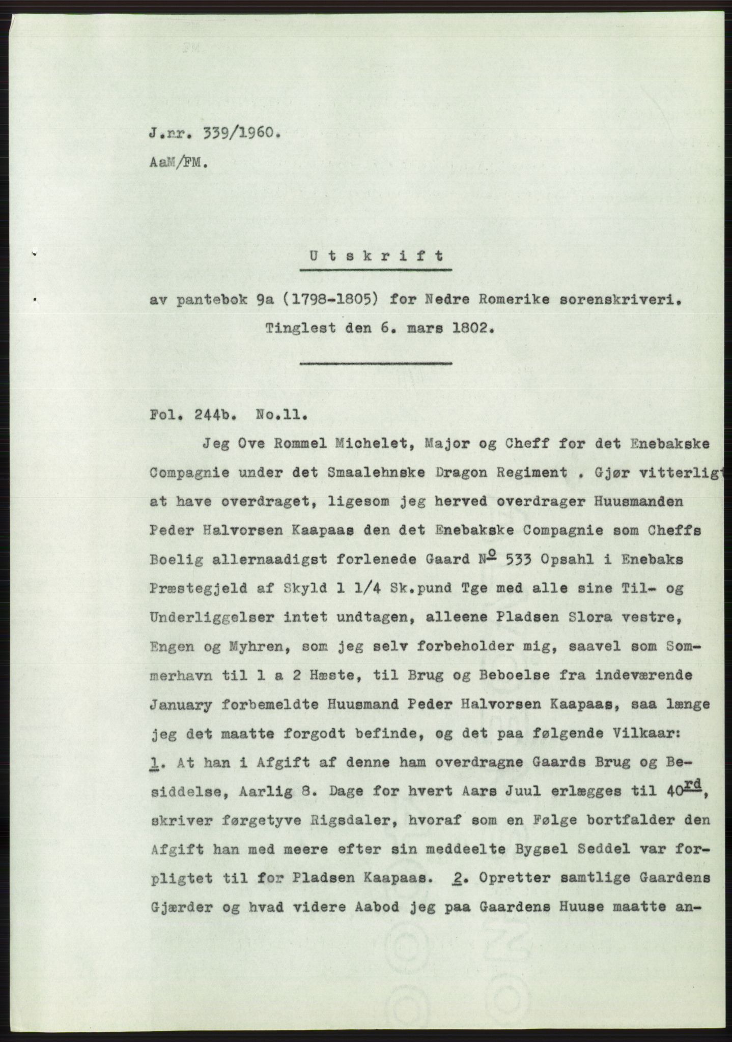 Statsarkivet i Oslo, SAO/A-10621/Z/Zd/L0011: Avskrifter, j.nr 4-798/1960, 1960, s. 167
