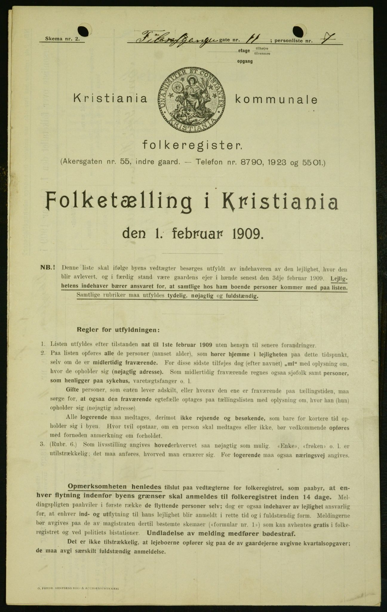 OBA, Kommunal folketelling 1.2.1909 for Kristiania kjøpstad, 1909, s. 21945