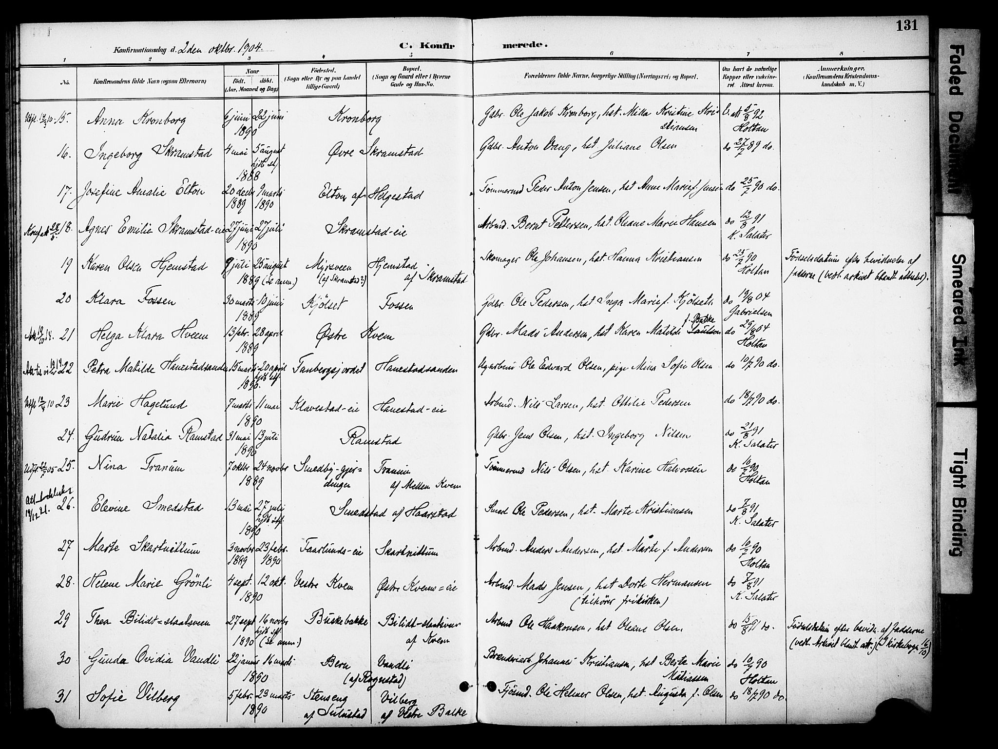 Østre Toten prestekontor, AV/SAH-PREST-104/H/Ha/Haa/L0009: Ministerialbok nr. 9, 1897-1913, s. 131