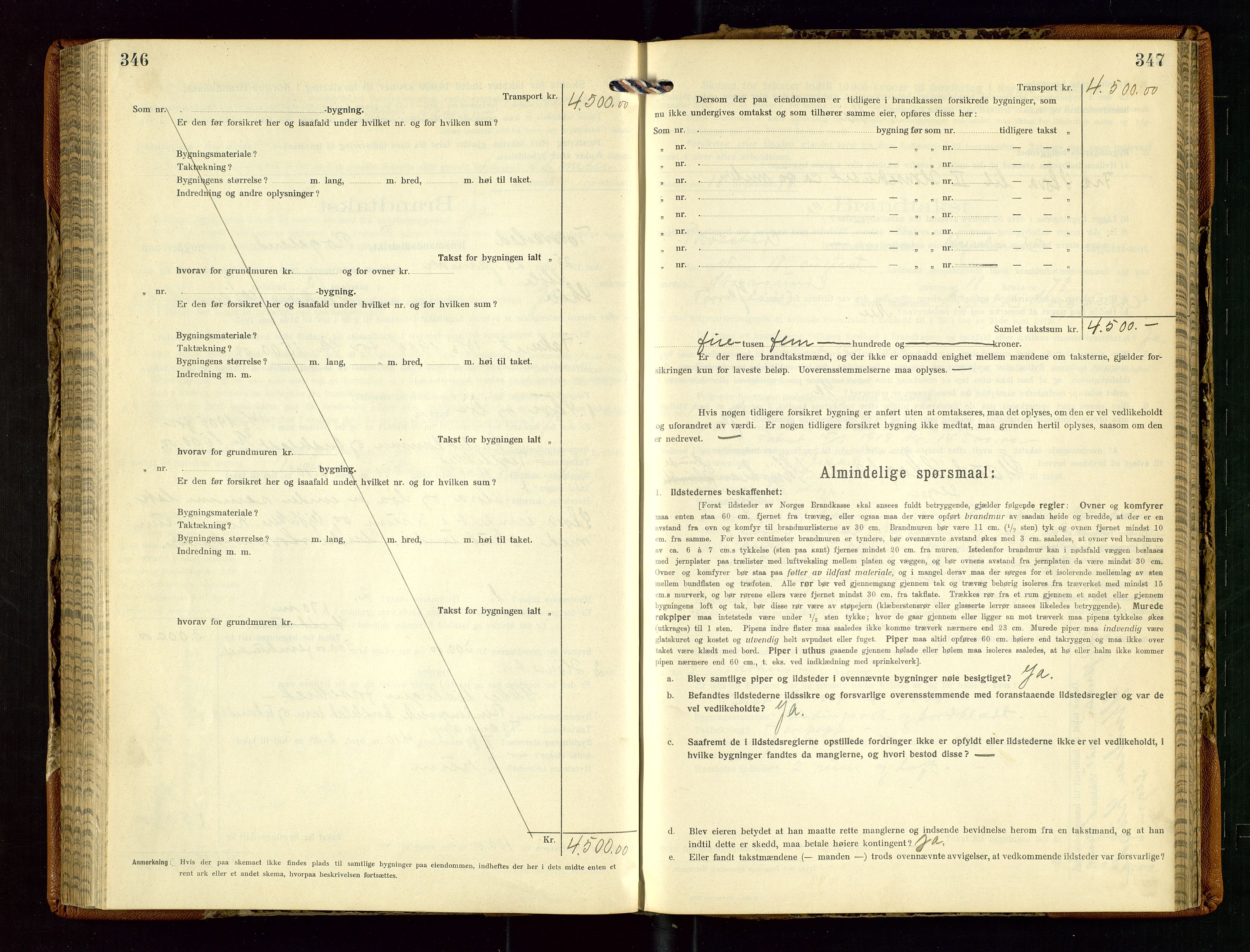 Torvestad lensmannskontor, AV/SAST-A-100307/1/Gob/L0005: "Brandtaxationsprotokol for Torvestad Lensmannsdistrikt", 1915-1928, s. 346-347