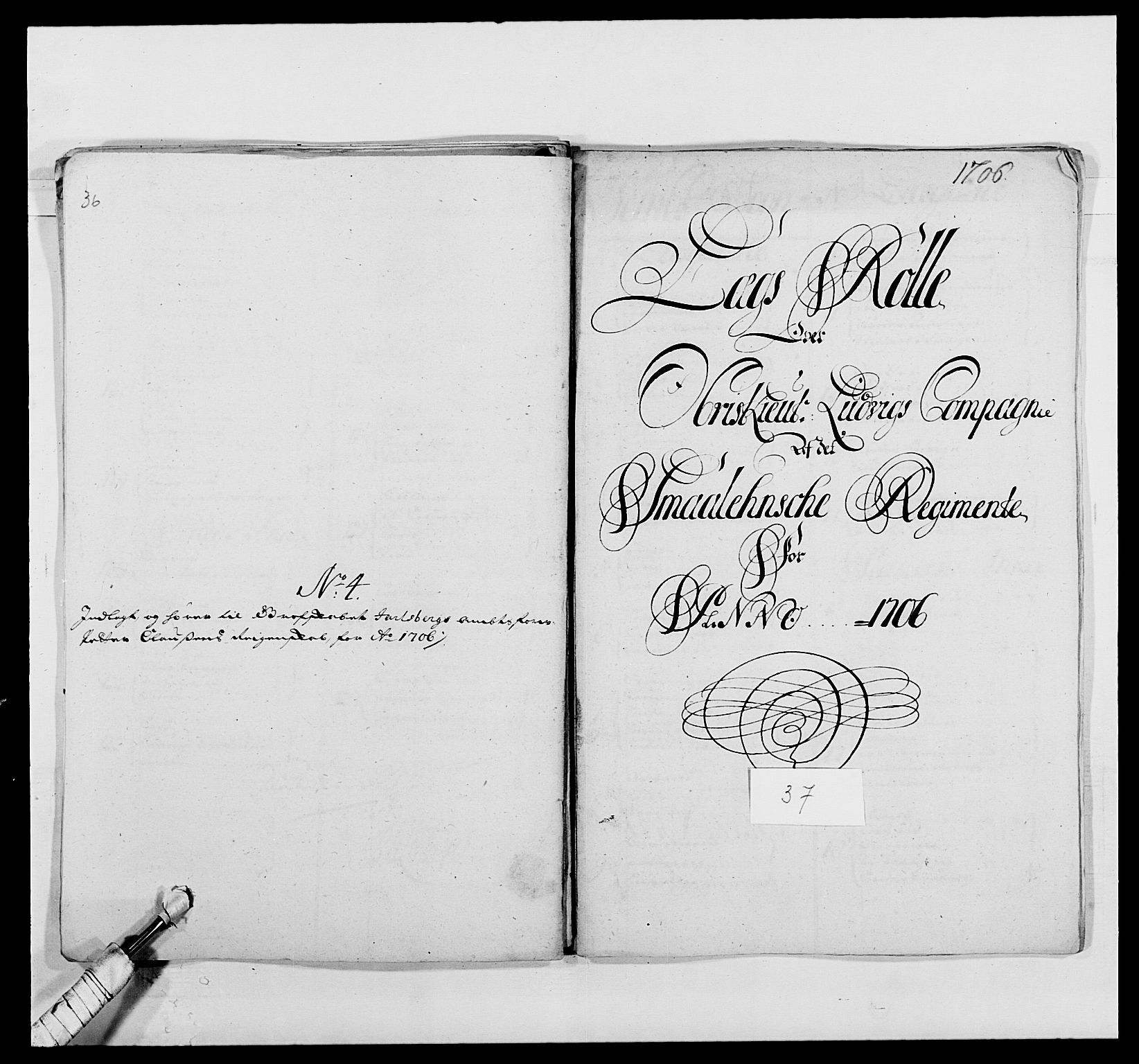 Kommanderende general (KG I) med Det norske krigsdirektorium, AV/RA-EA-5419/E/Ea/L0494: Smålenske regiment, 1697-1717, s. 303