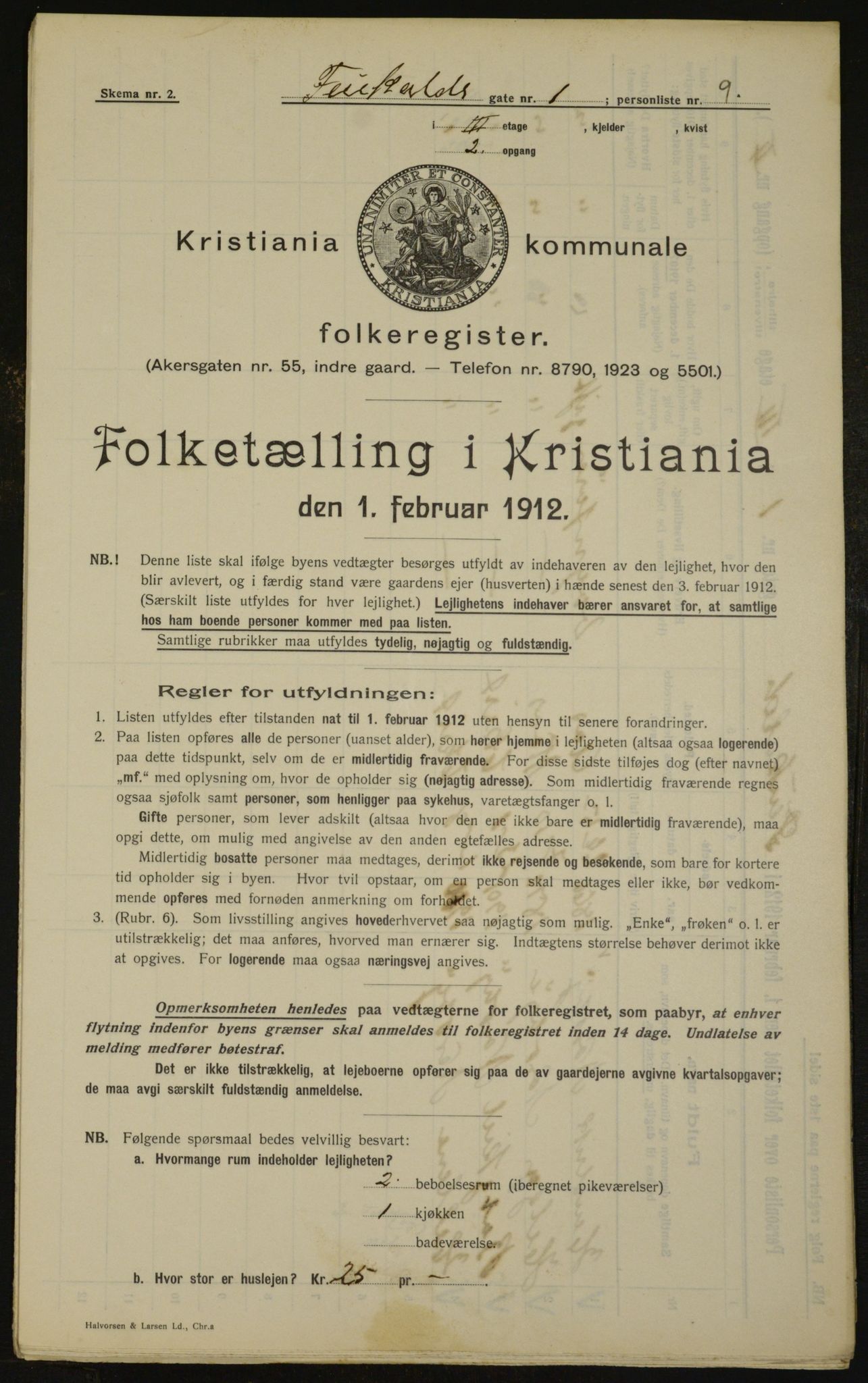 OBA, Kommunal folketelling 1.2.1912 for Kristiania, 1912, s. 23655