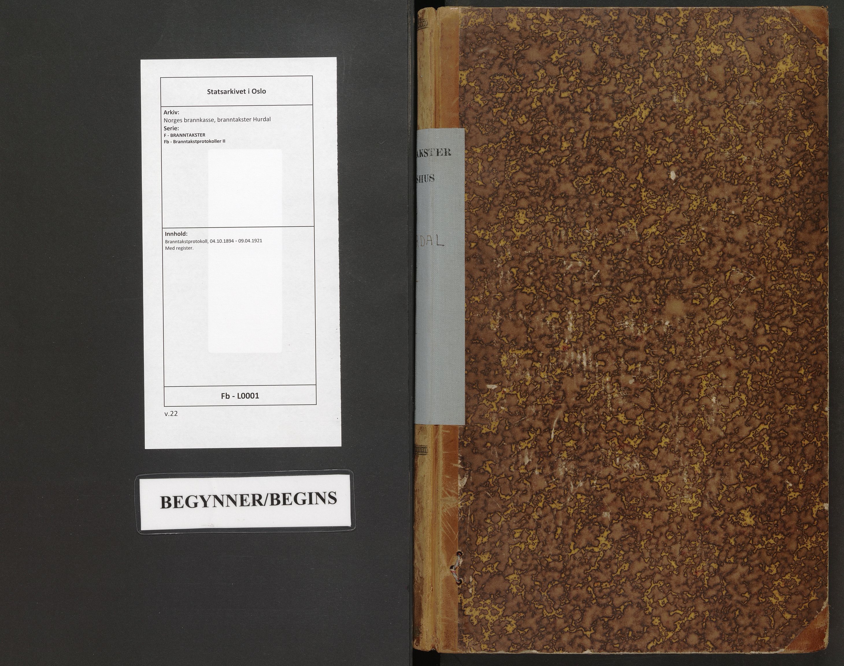 Norges brannkasse, branntakster Hurdal, AV/SAO-A-11387/F/Fb/L0001: Branntakstprotokoll, 1894-1921