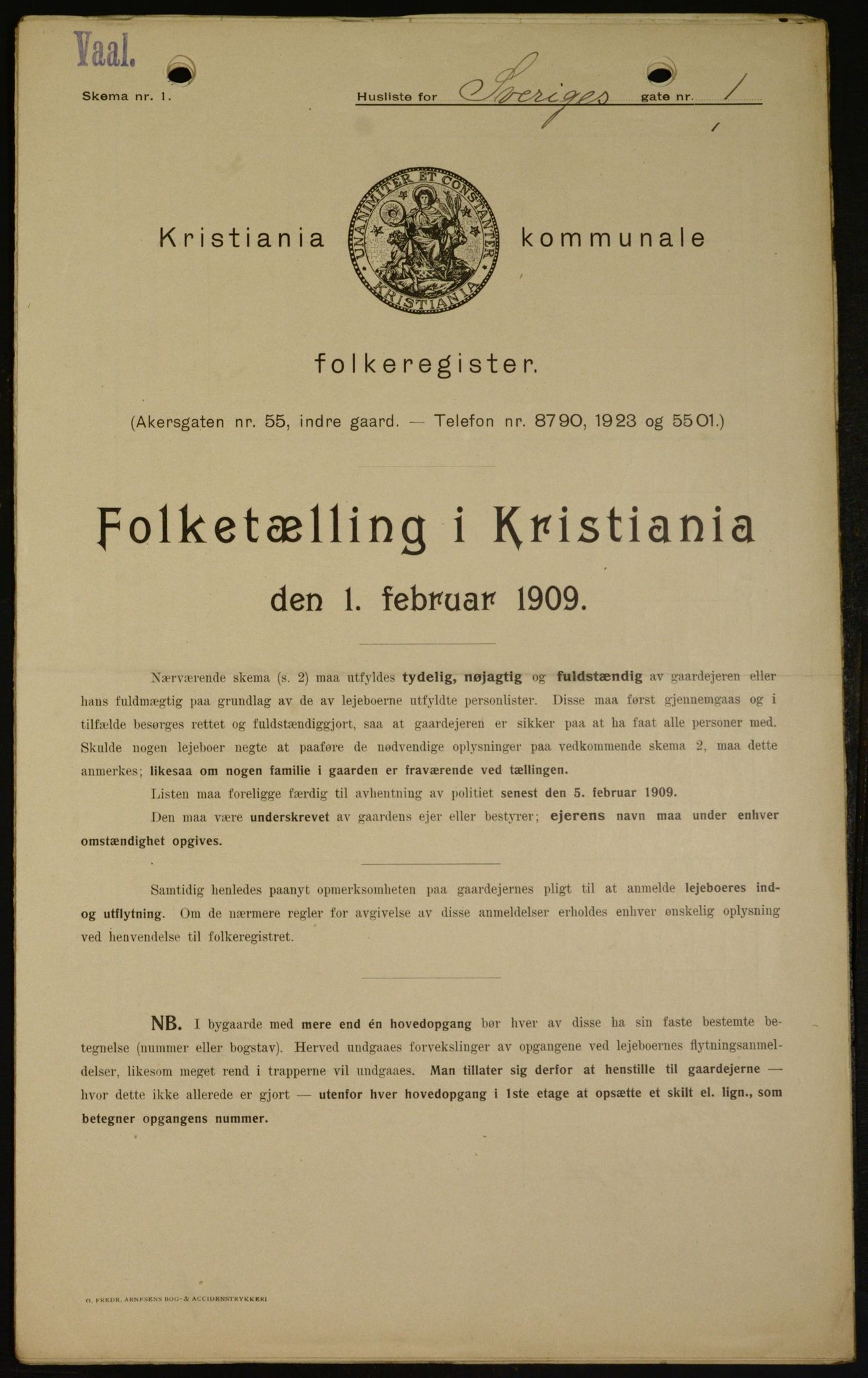 OBA, Kommunal folketelling 1.2.1909 for Kristiania kjøpstad, 1909, s. 95675
