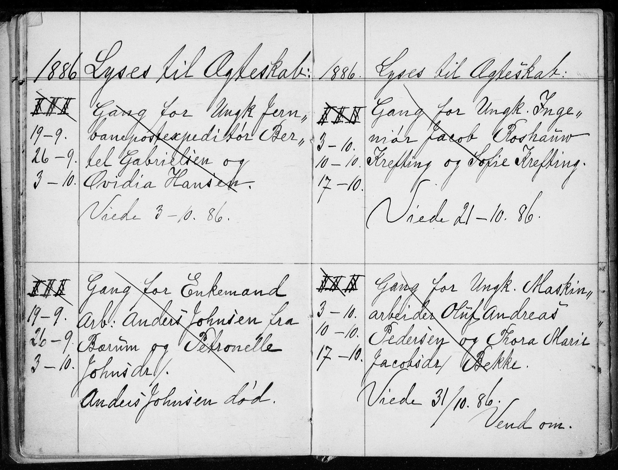 Strømsø kirkebøker, AV/SAKO-A-246/H/Ha/L0007: Lysningsprotokoll nr. 7, 1884-1896