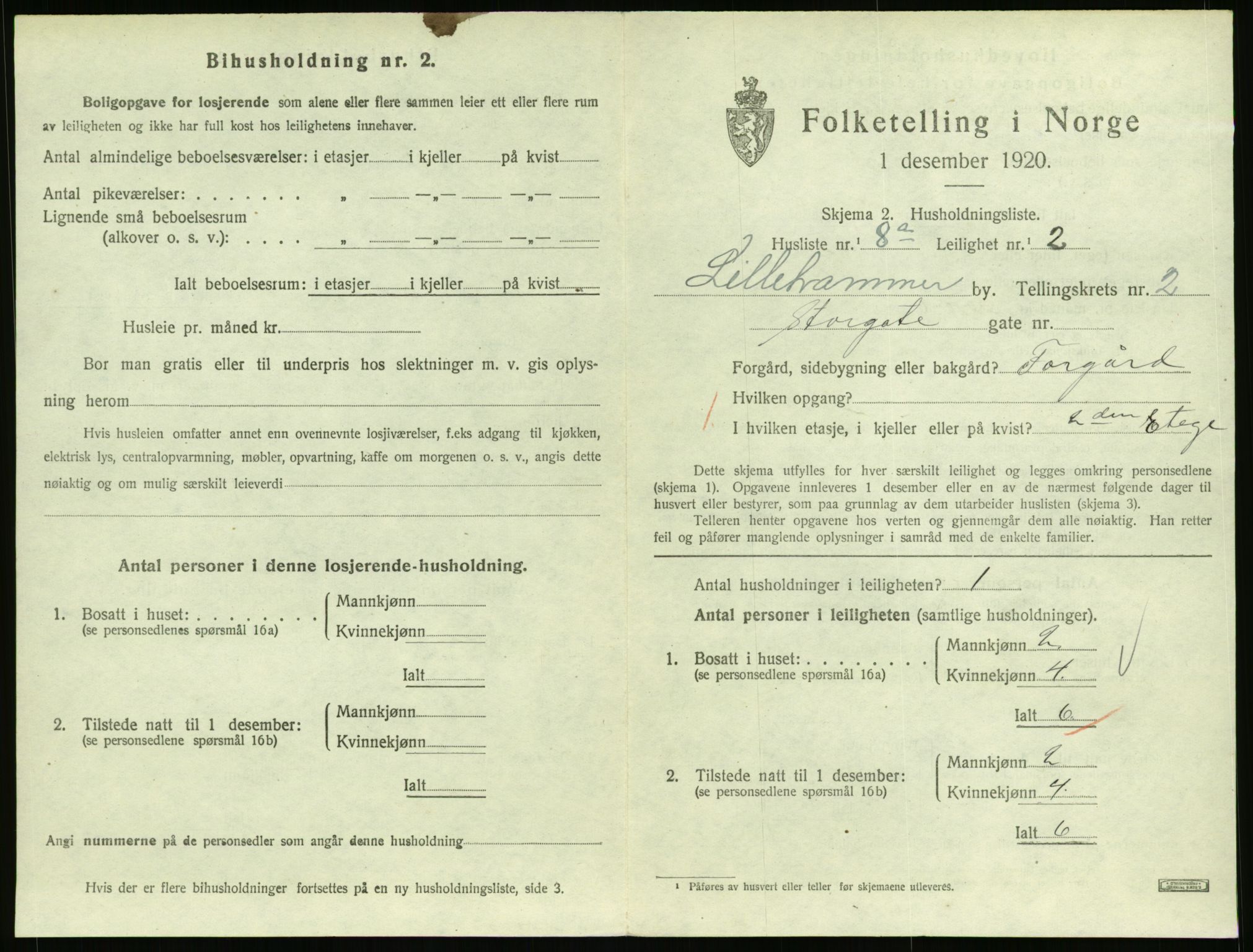 SAH, Folketelling 1920 for 0501 Lillehammer kjøpstad, 1920, s. 1544