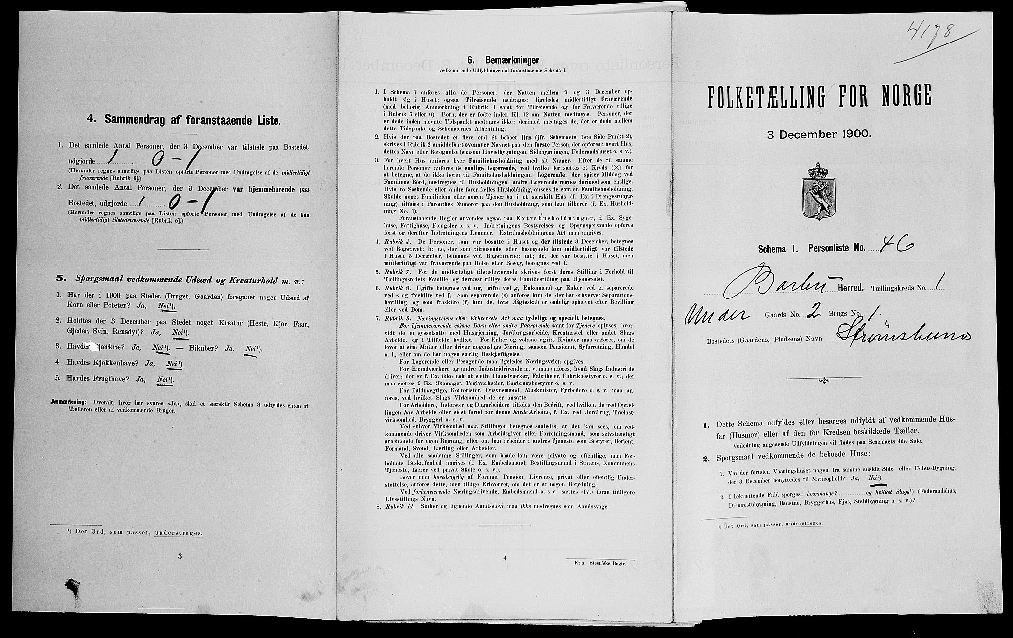 SAK, Folketelling 1900 for 0990 Barbu herred, 1900, s. 246