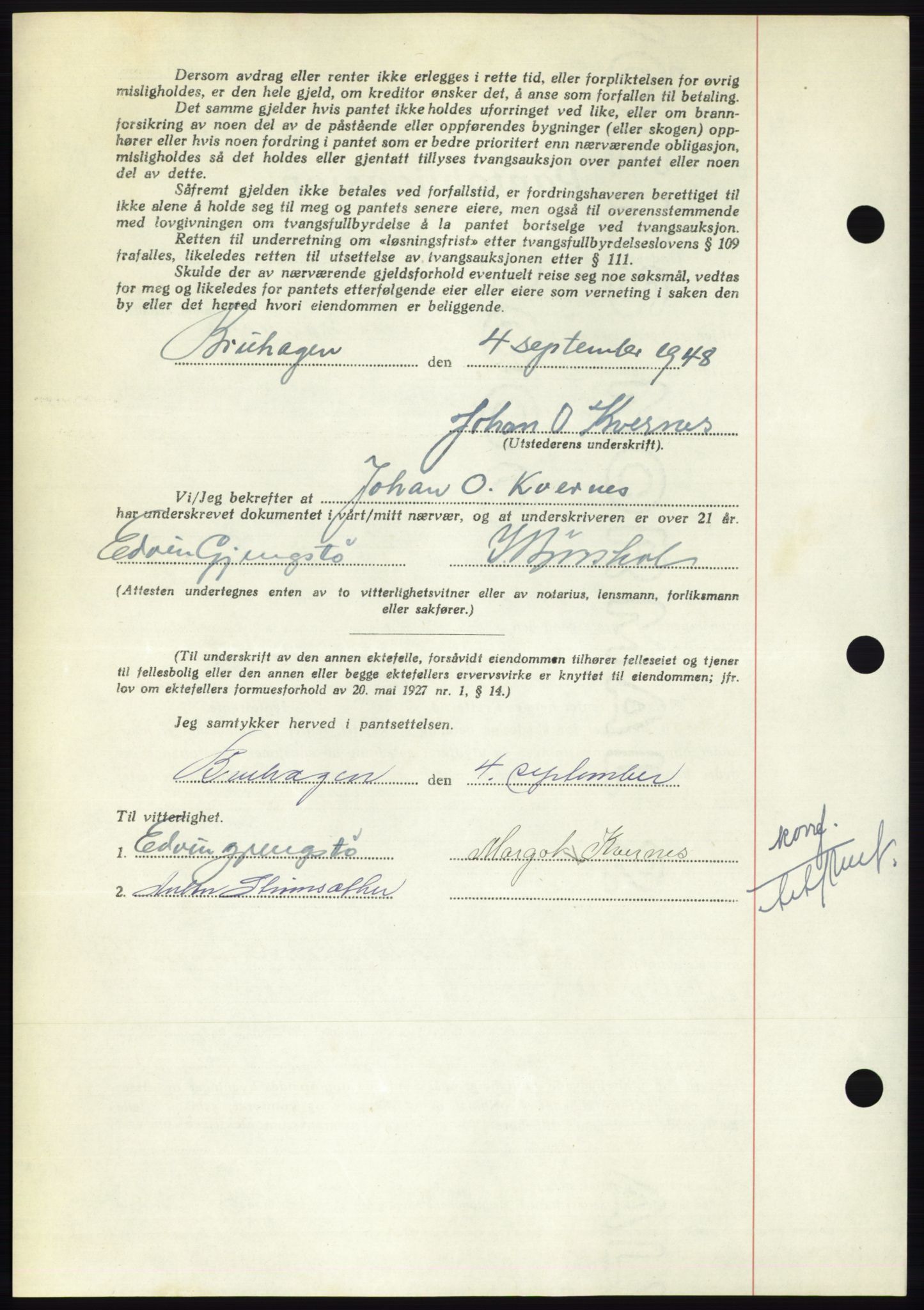 Nordmøre sorenskriveri, AV/SAT-A-4132/1/2/2Ca: Pantebok nr. B99, 1948-1948, Dagboknr: 2654/1948