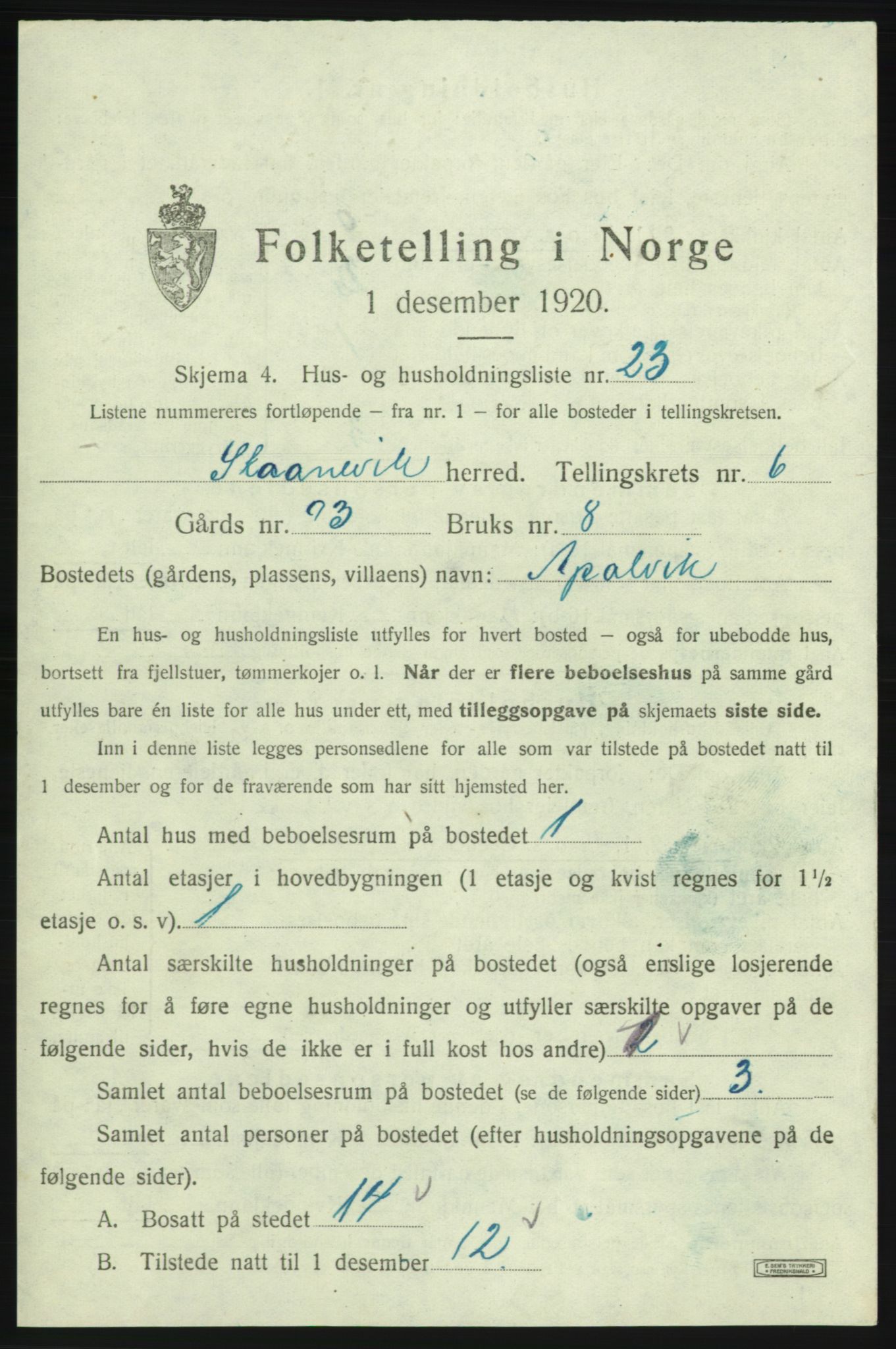 SAB, Folketelling 1920 for 1212 Skånevik herred, 1920, s. 902