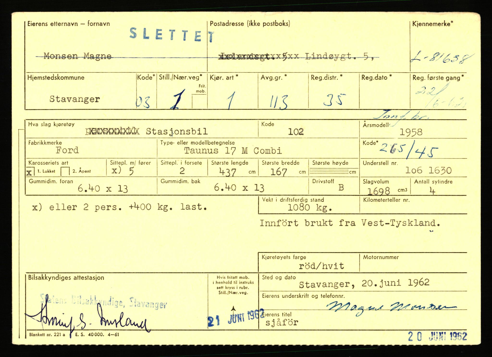 Stavanger trafikkstasjon, AV/SAST-A-101942/0/F/L0071: L-80500 - L-82199, 1930-1971, s. 1927