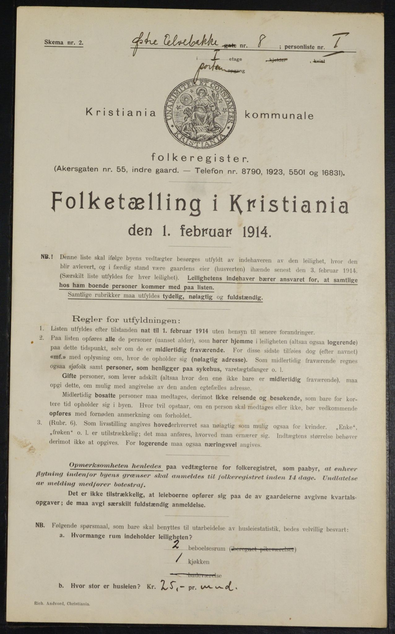 OBA, Kommunal folketelling 1.2.1914 for Kristiania, 1914, s. 130442