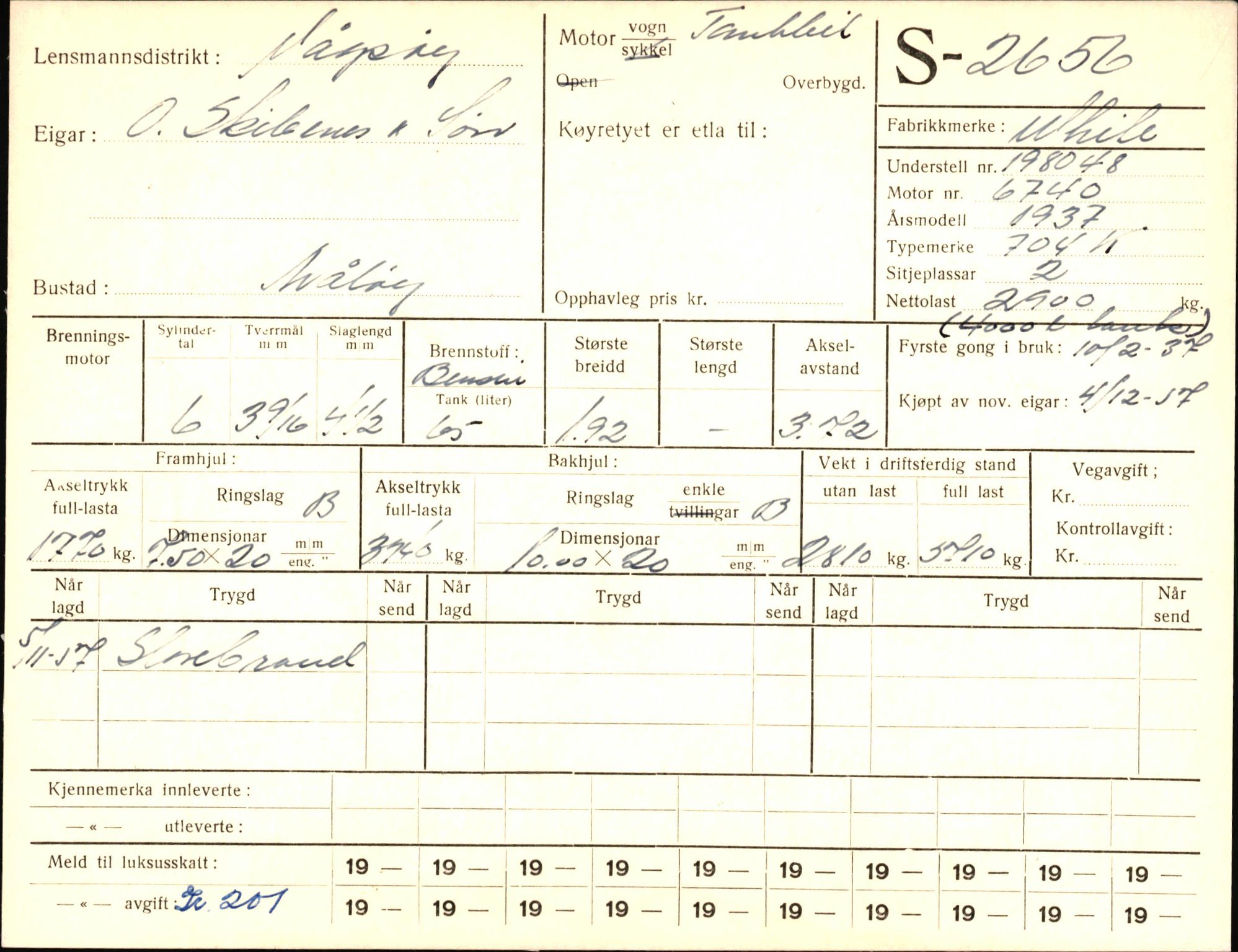 Statens vegvesen, Sogn og Fjordane vegkontor, AV/SAB-A-5301/4/F/L0004: Registerkort utmeldte Fjordane S2500-2700, S7200-7899, 1930-1961, s. 197