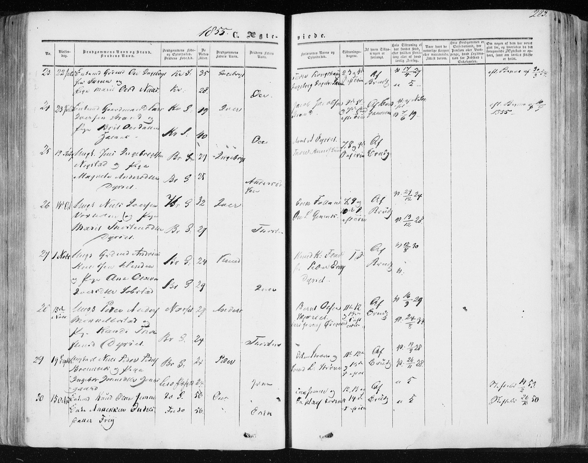 Ministerialprotokoller, klokkerbøker og fødselsregistre - Møre og Romsdal, AV/SAT-A-1454/568/L0804: Ministerialbok nr. 568A11, 1854-1868, s. 283