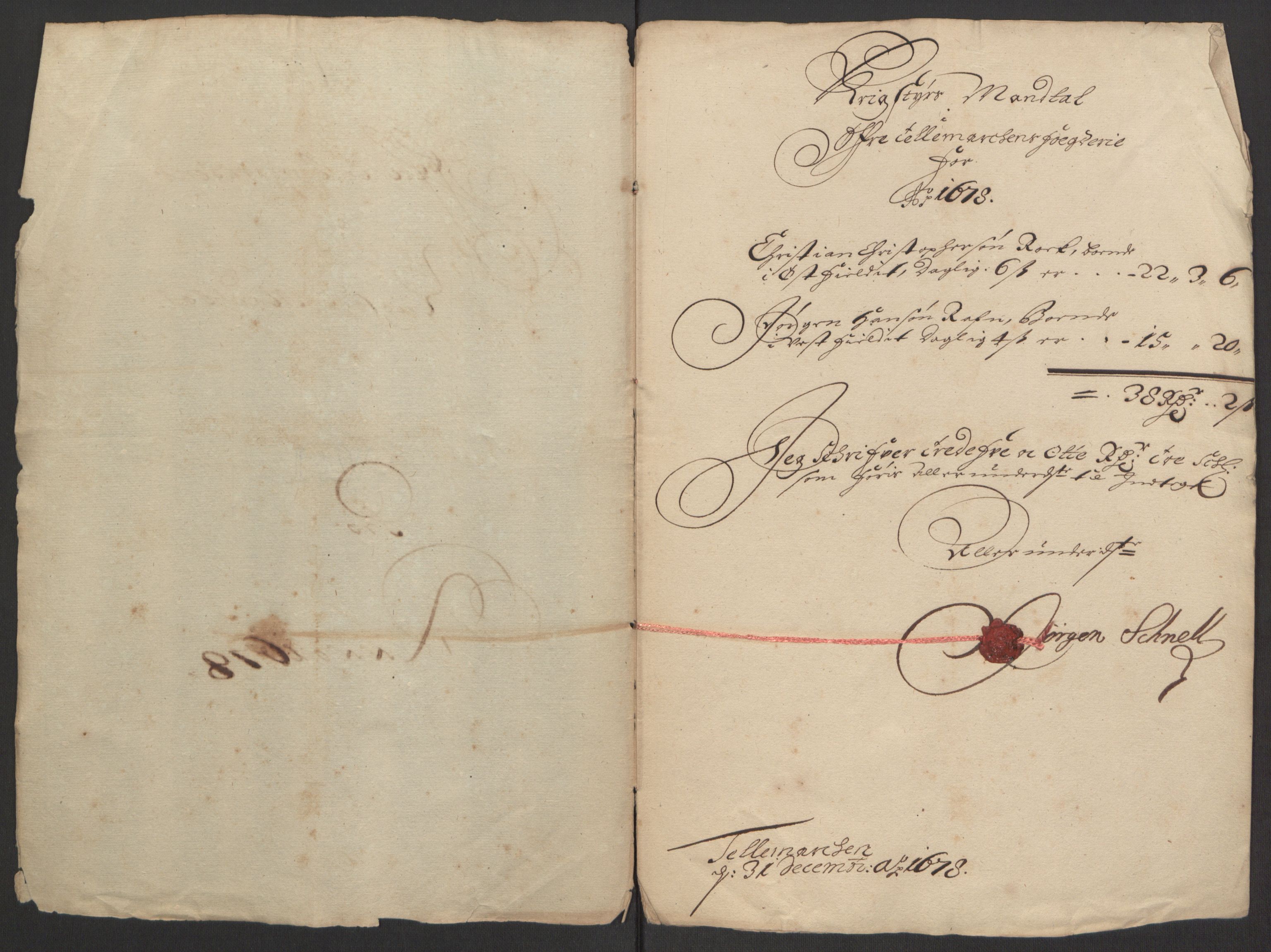 Rentekammeret inntil 1814, Reviderte regnskaper, Fogderegnskap, AV/RA-EA-4092/R35/L2071: Fogderegnskap Øvre og Nedre Telemark, 1678, s. 163