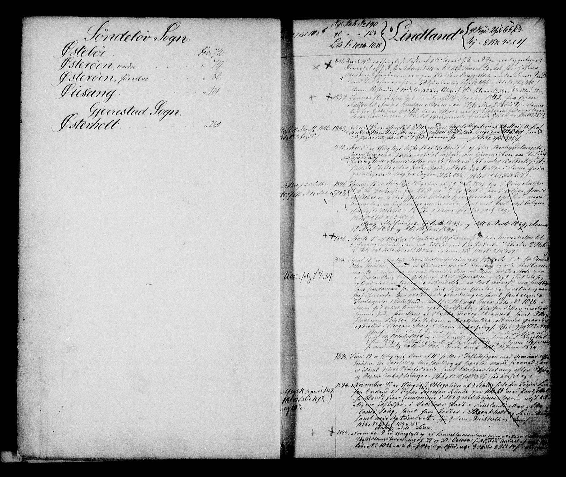 Holt sorenskriveri, SAK/1221-0002/G/Ga/L0016: Panteregister nr. 16, 1841-1875, s. 1