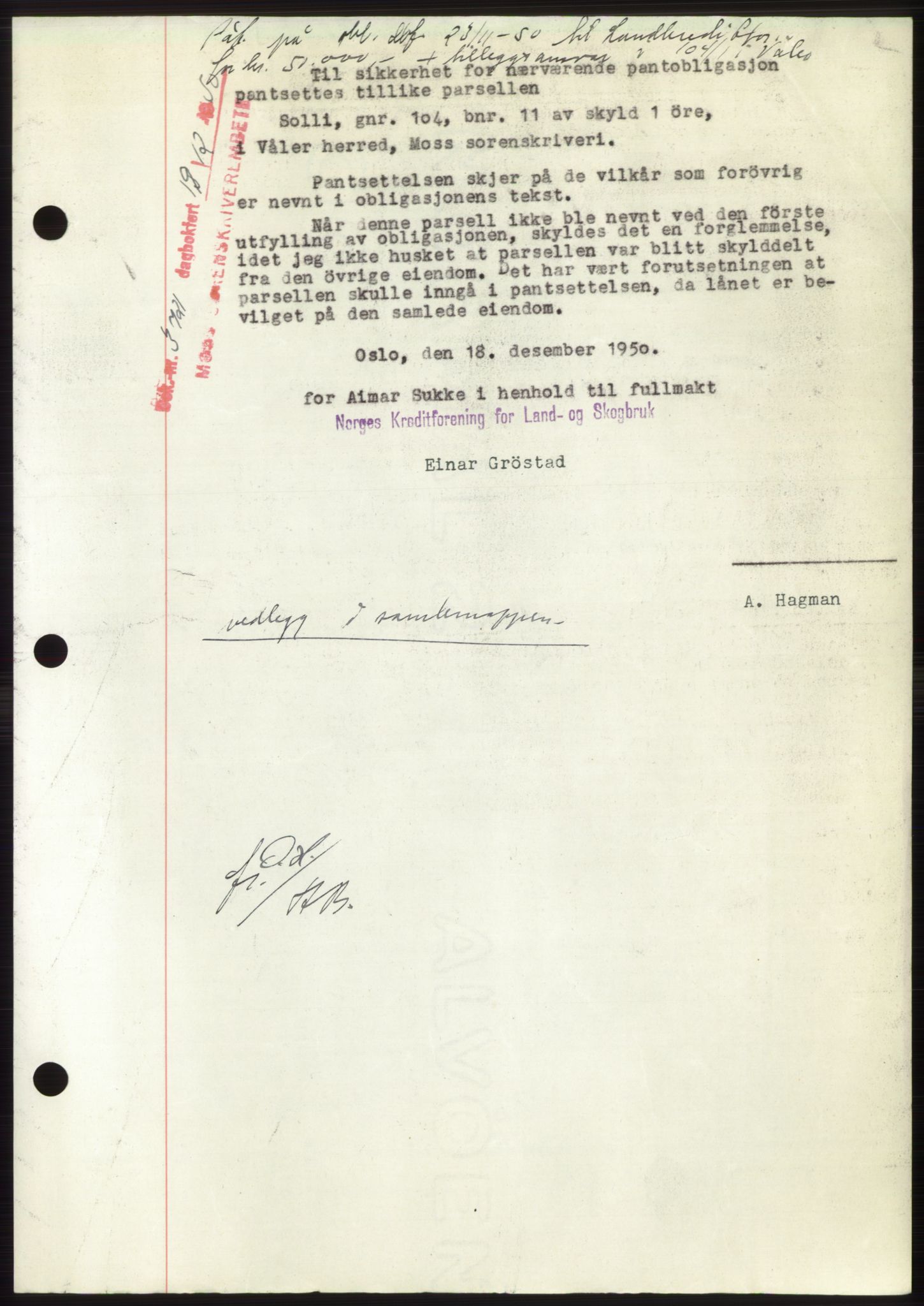 Moss sorenskriveri, SAO/A-10168: Pantebok nr. B25, 1950-1950, Dagboknr: 3721/1950