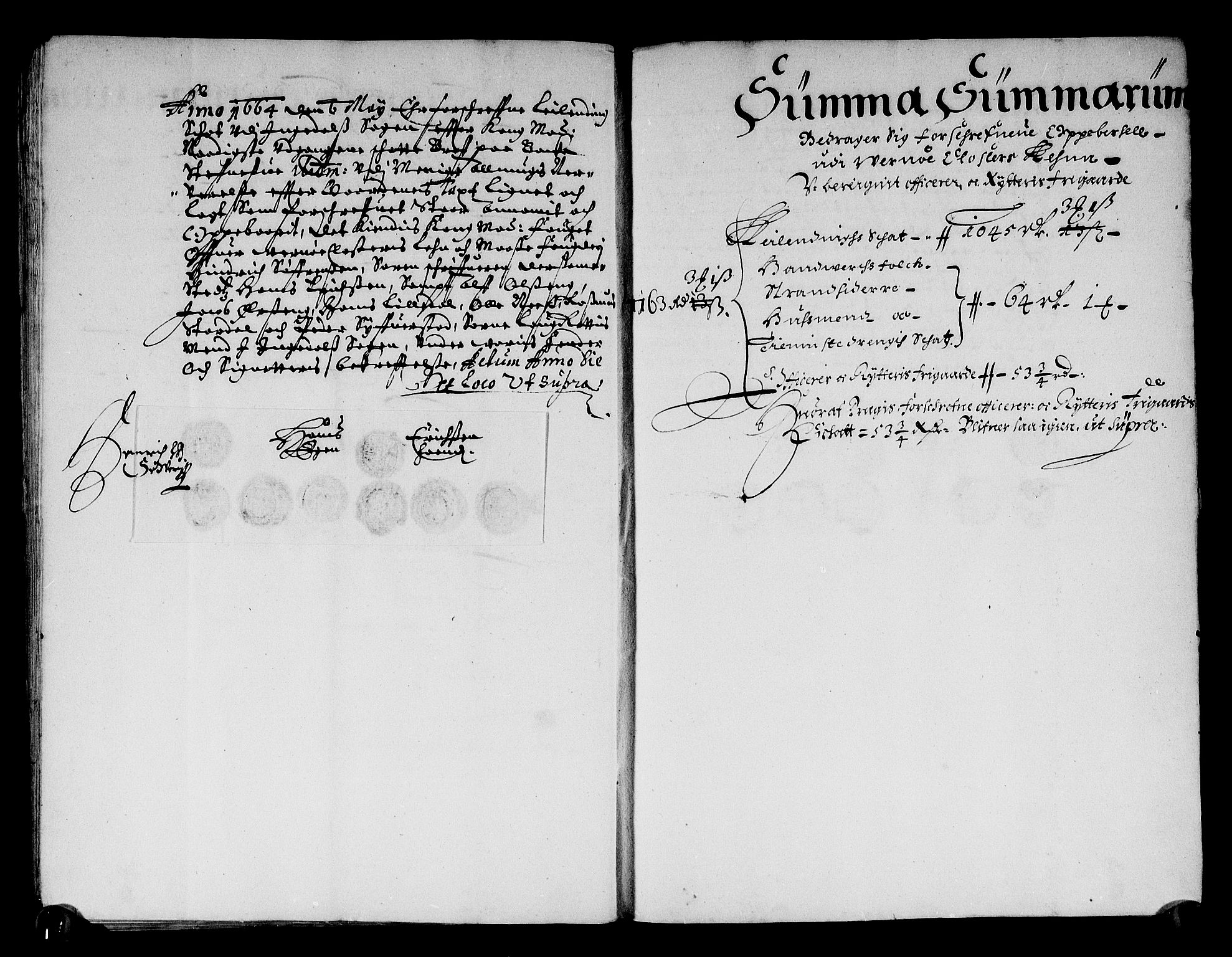 Rentekammeret inntil 1814, Reviderte regnskaper, Stiftamtstueregnskaper, Landkommissariatet på Akershus og Akershus stiftamt, AV/RA-EA-5869/R/Ra/L0023: Landkommissariatet på Akershus, 1664