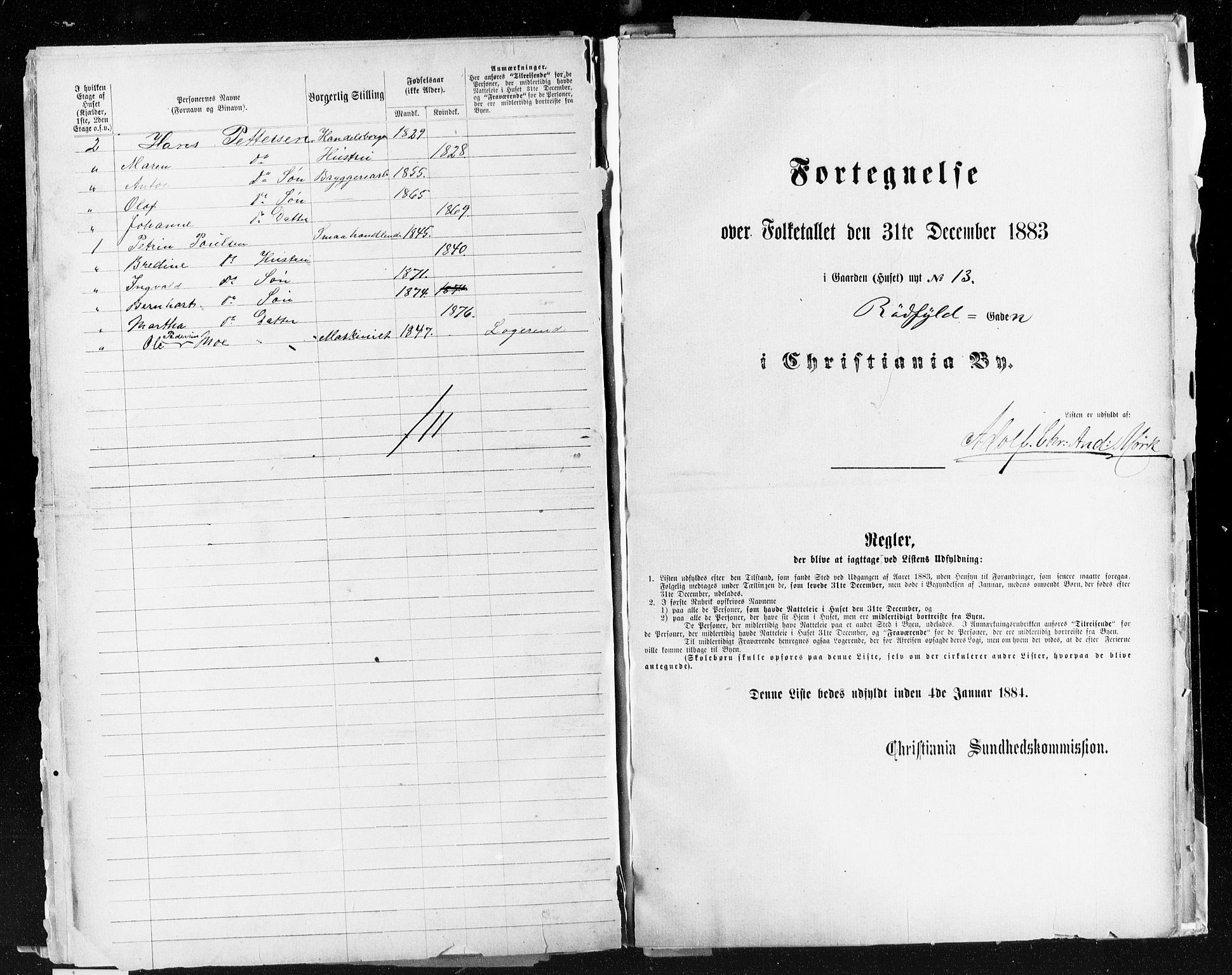 OBA, Kommunal folketelling 31.12.1883 for Kristiania kjøpstad, 1883, s. 3682