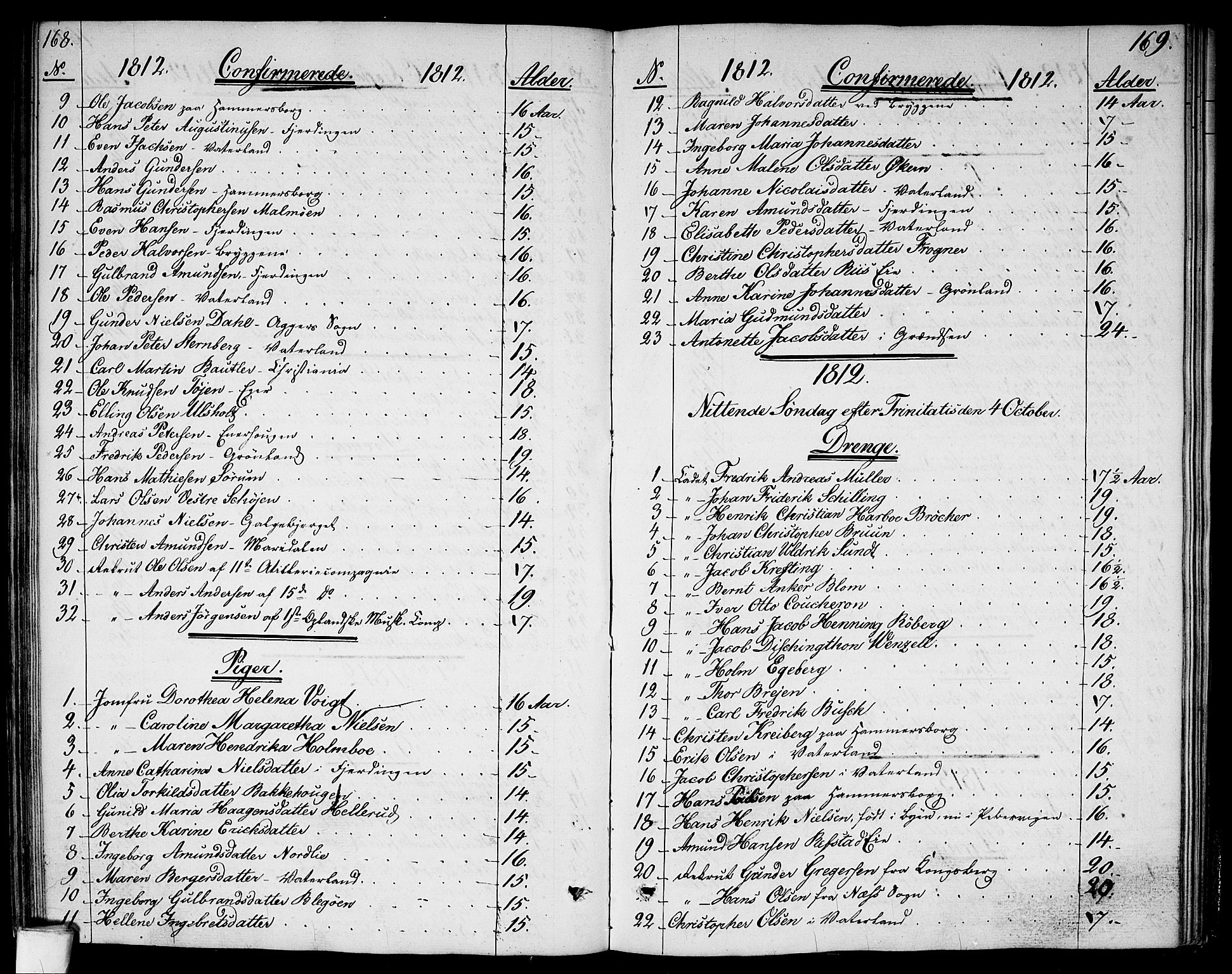 Garnisonsmenigheten Kirkebøker, SAO/A-10846/G/Ga/L0002: Klokkerbok nr. 2, 1810-1814, s. 168-169