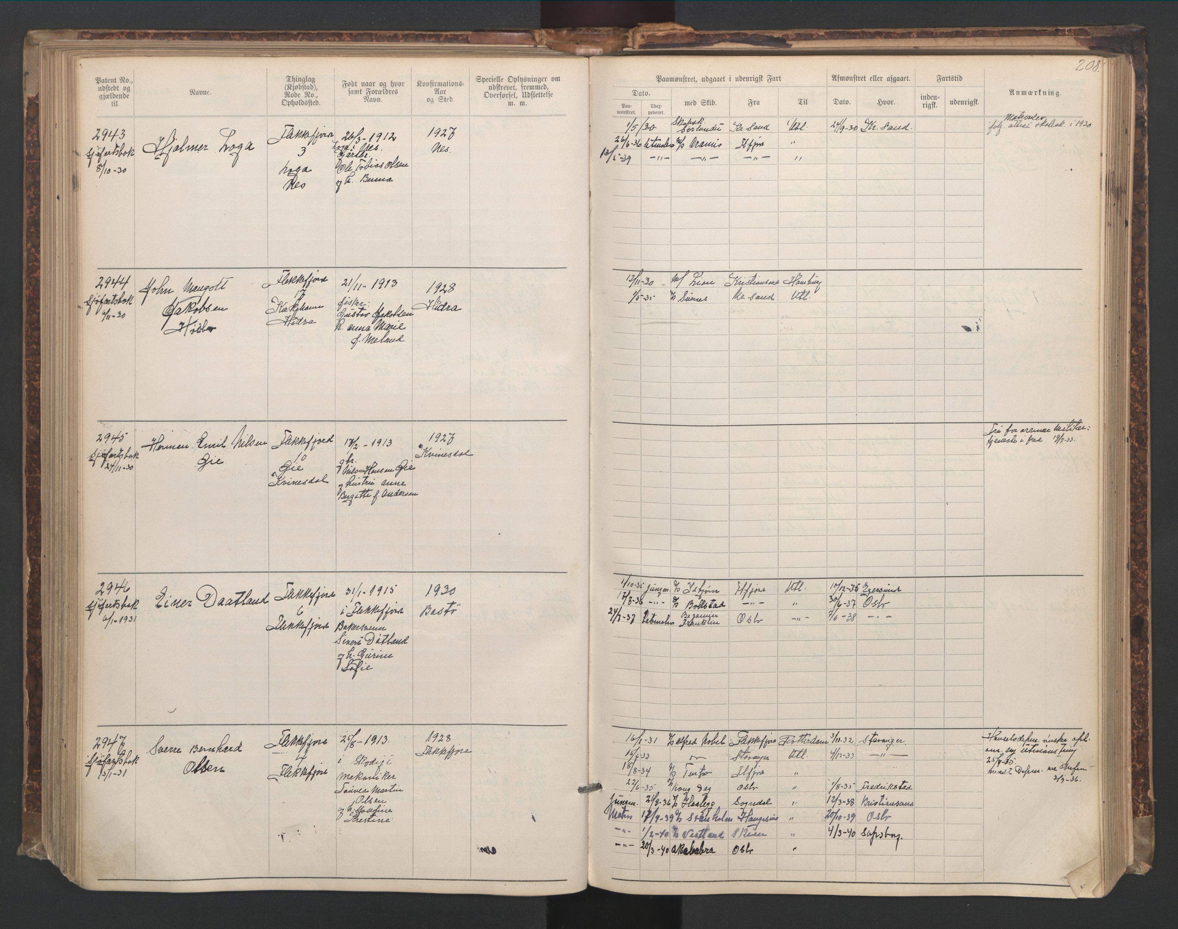 Flekkefjord mønstringskrets, AV/SAK-2031-0018/F/Fa/L0006: Annotasjonsrulle nr 1916-2964 med register, Æ-3, 1891-1948, s. 239